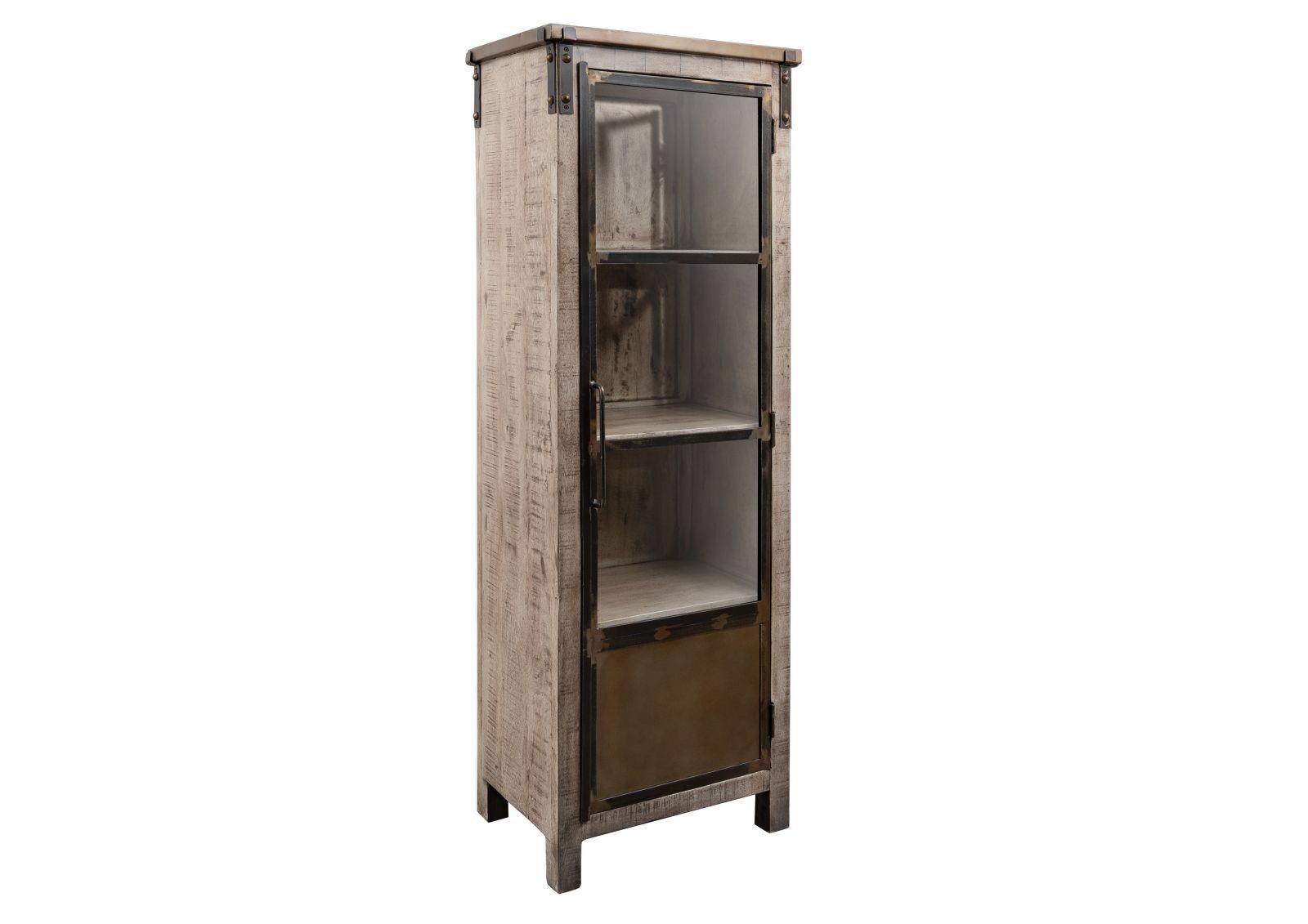 Massivmoebel24 Standvitrine HEAVY INDUSTRY (Vitrine Mango 60x40x180 braun lackiert HEAVY INDUSTRY #242) Vitrine Mango 60x40x180 braun lackiert HEAVY INDUSTRY #242