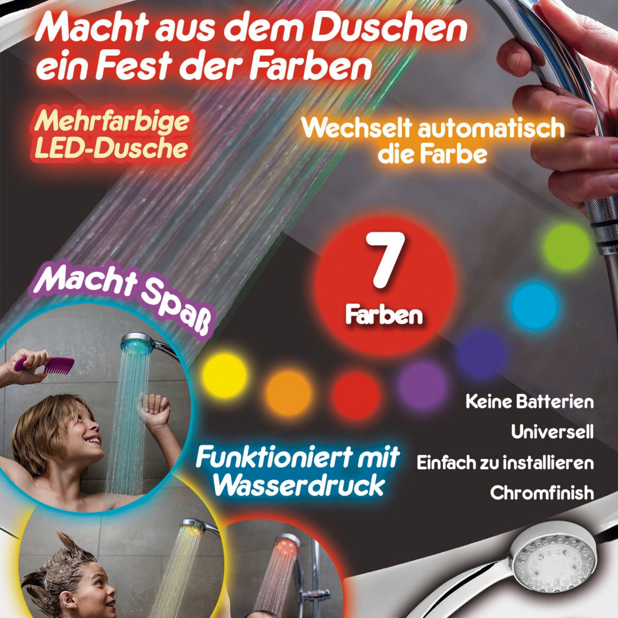 Festival, Farben Licht LED Handbrause mit 1-tlg., Set, Duschkopf Starlyf 2er oder Farbwechsel Handbrause,7 1er Pack), Shower (Spar