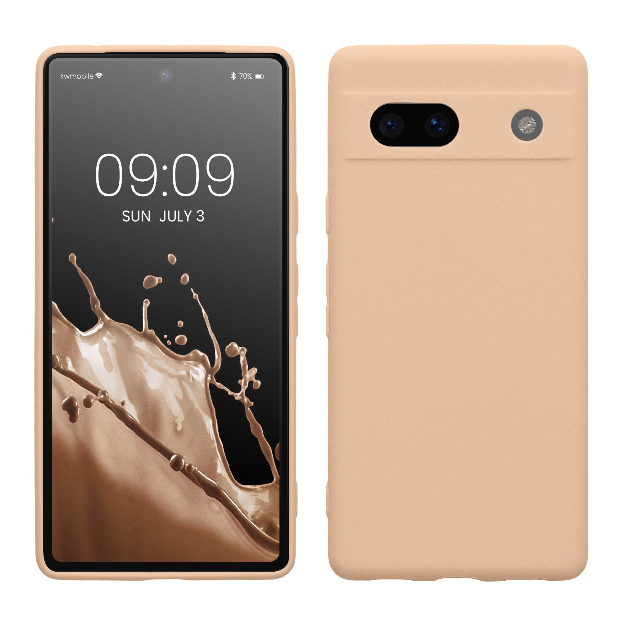 kwmobile Handyhülle Hülle für Google Pixel 7a, Backcover Silikon - Soft Handyhülle - Handy Case in Pastell Pfirsich