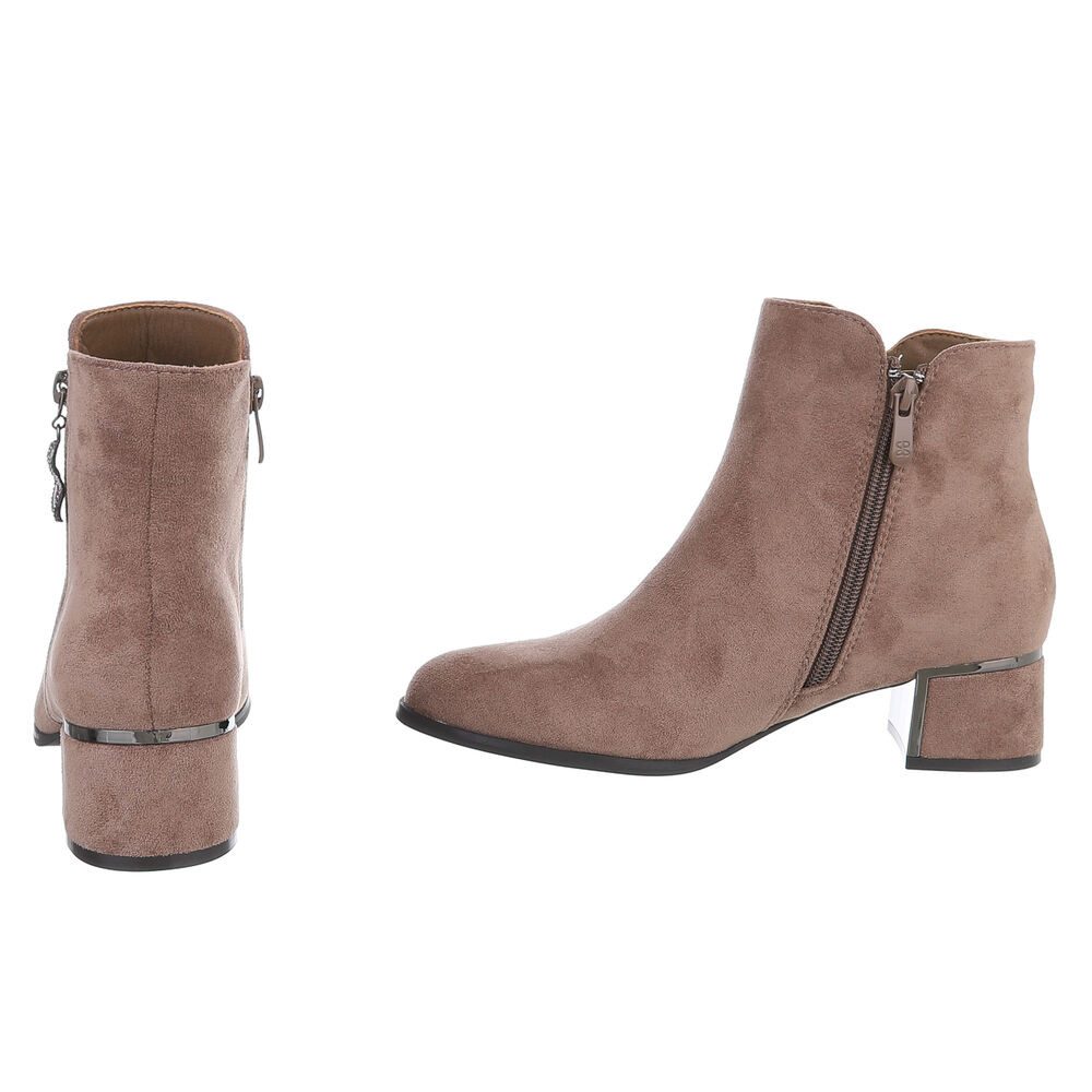 Ital-Design Elegante Stiefeletten mit Reißverschluss und Blockabsatz Stiefelette (90851816) Blockabsatz Stiefeletten in Hellbraun – Bild 5 von 5