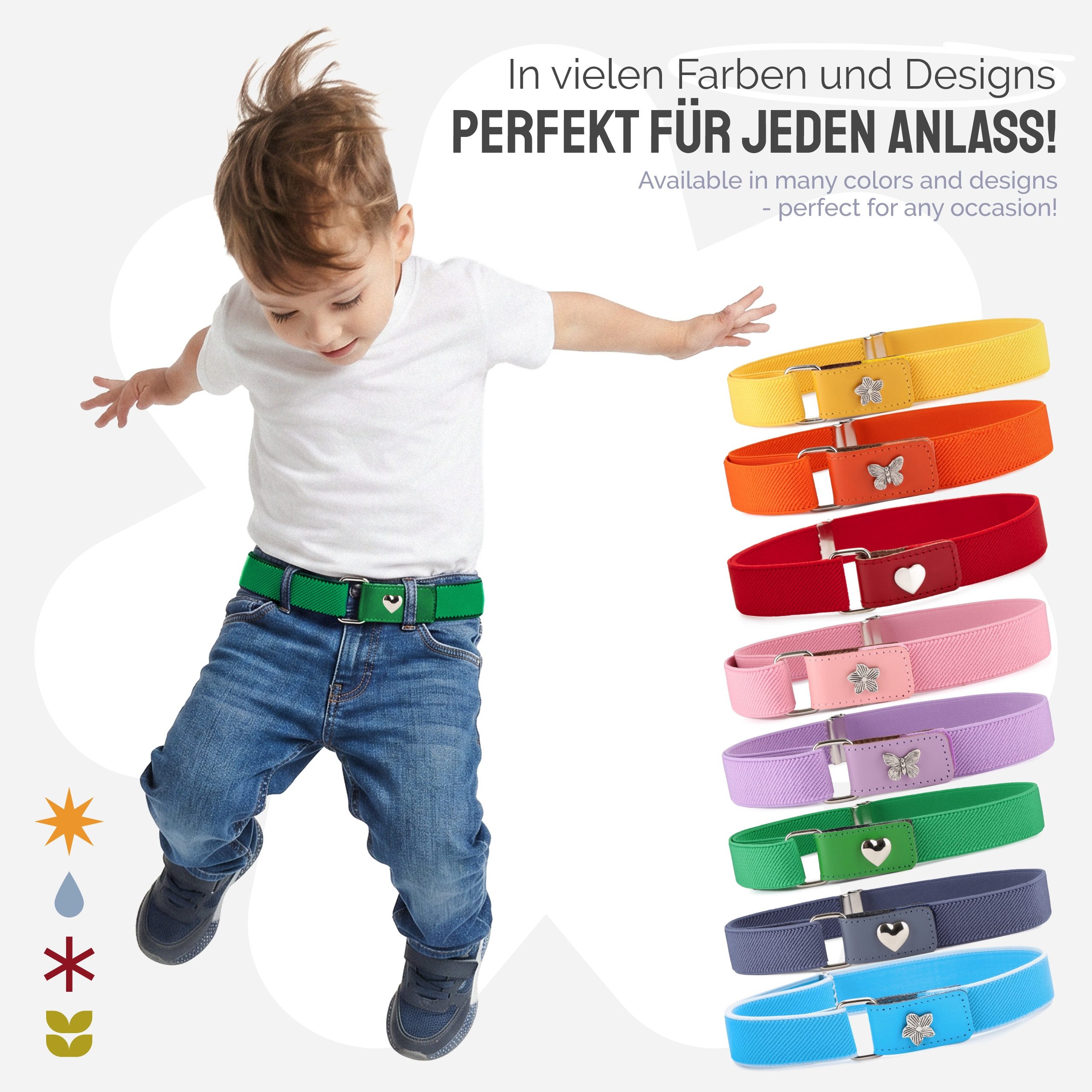 Ladeheid Stoffgürtel Mädchen Gürtel Elastik-Gürtel 1-6 Jahre 34-65 cm P15G (1-St) – Bild 5 von 5