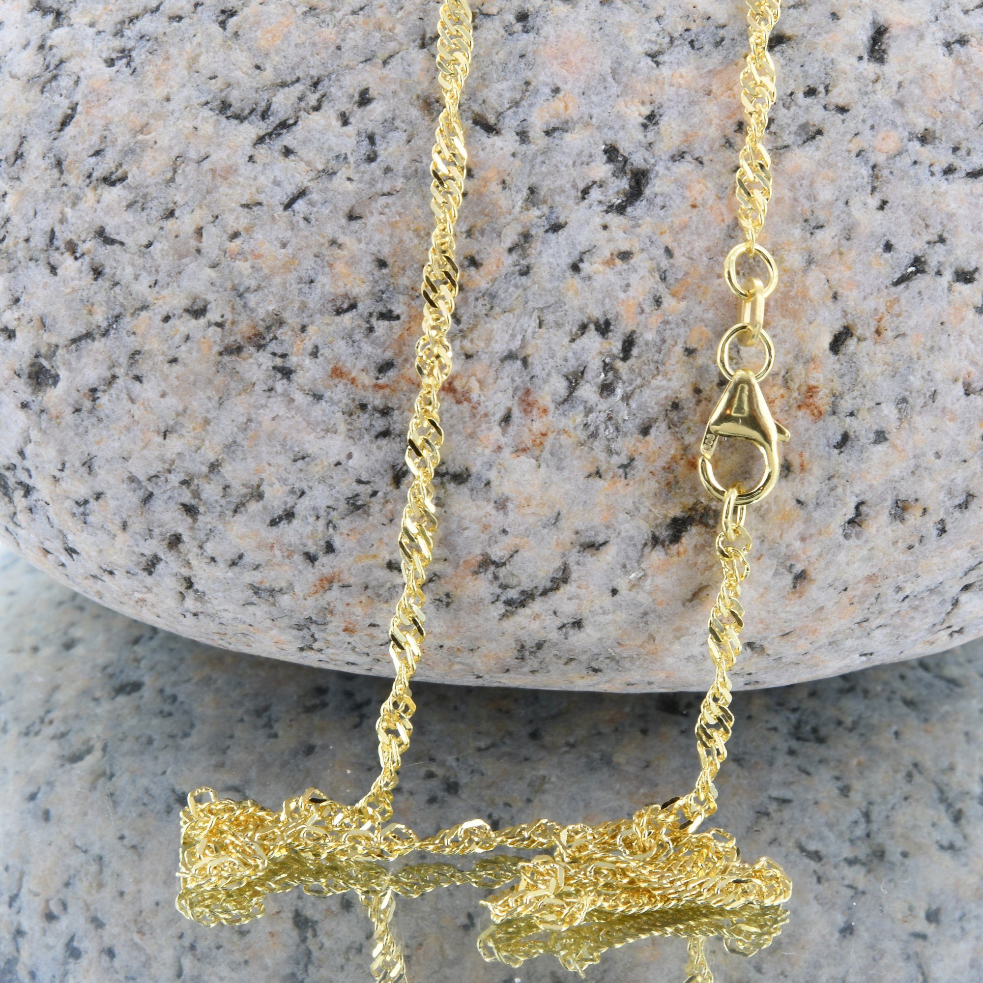 HOPLO Goldkette Goldkette Singapurkette Länge 45cm - Breite 2,2mm - 585-14 Karat Gold, Made in Germany – Bild 5 von 5