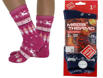 Markenwarenshop-Style Thermosocken Warme Socken Thermo Mega Winter Socken Hirsche 39-42 Farbe: pink
