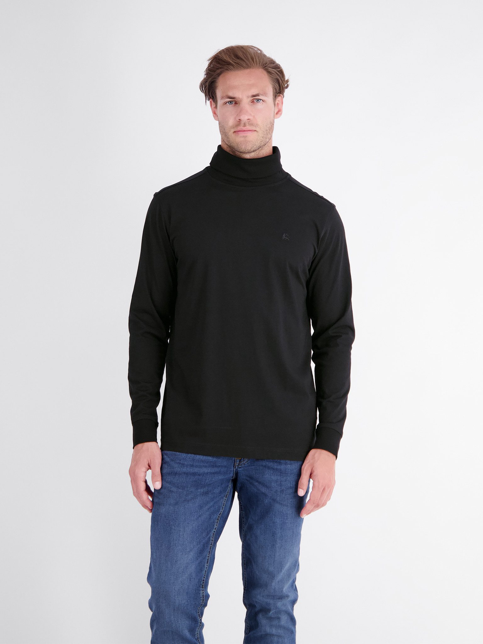 LERROS Rollkragenshirt mit Logo Stickerei