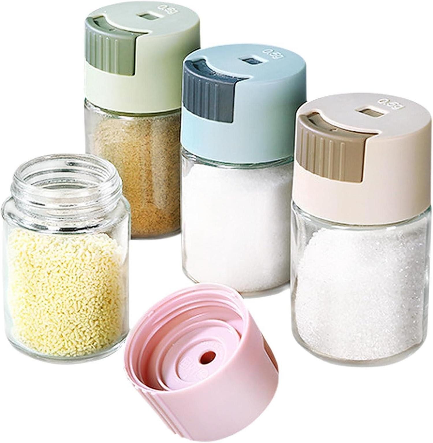 Gläser-Set Gewürzstreuer 4er Set Glas Dosierer Salz Pfefferstreuer 0,5g für Küche