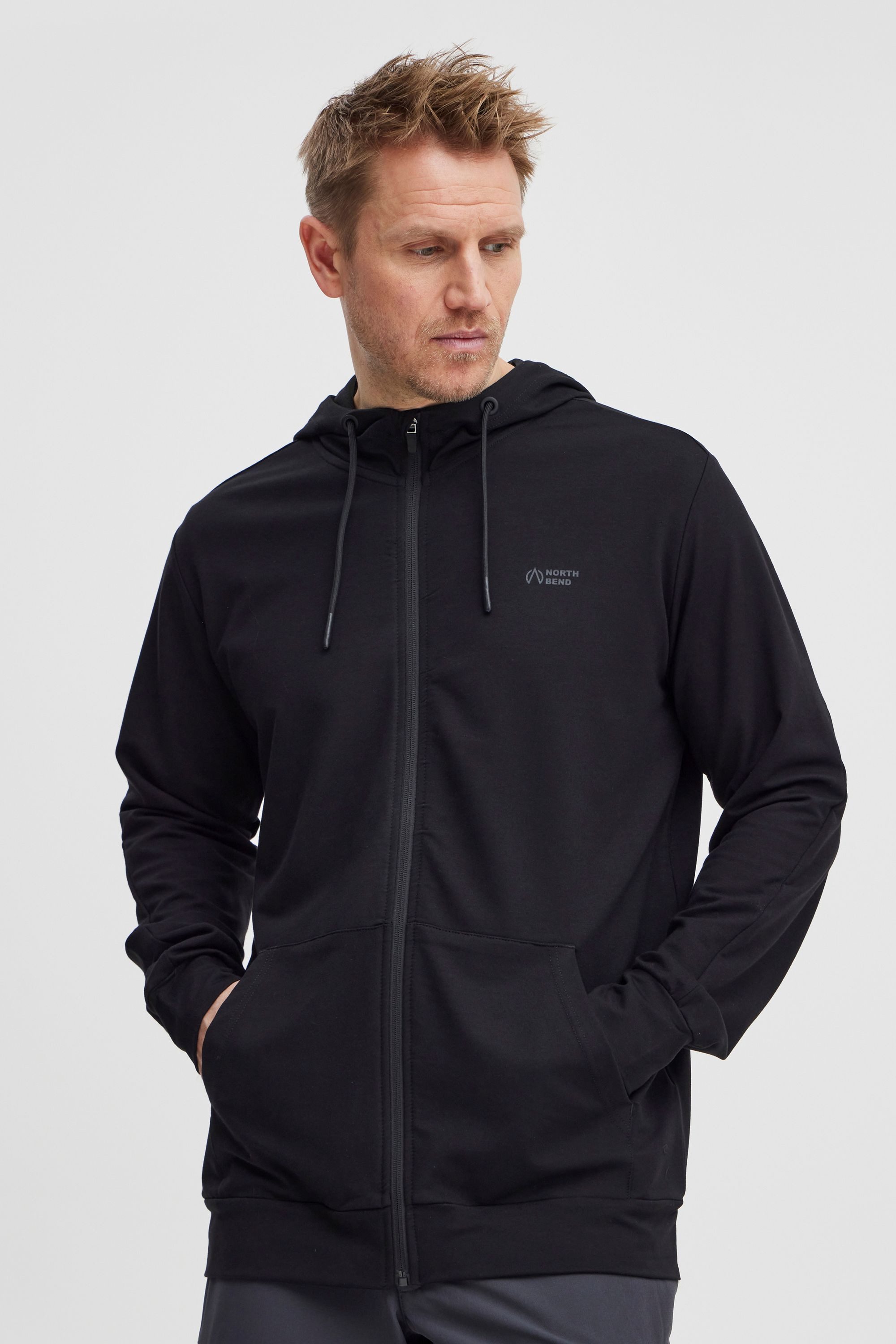 North Bend Sweatjacke NBBrent M Hoody (Zip-Hoodie) Sportliche Kapuzenjacke mit Logoprint