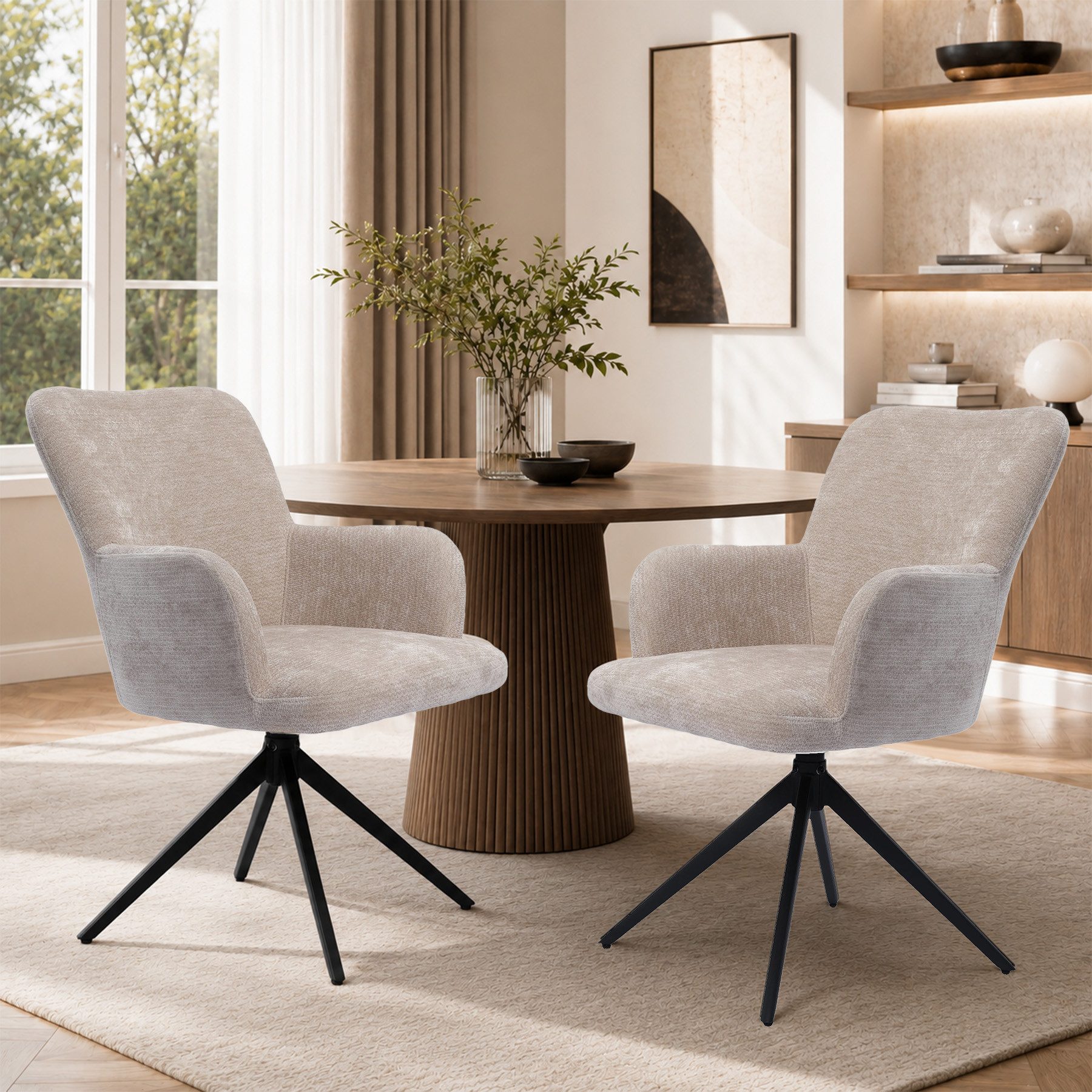 HomeMiYN Esszimmersessel Moderne drehbarer 2/4/6er-Set Sessel bis 120 kg für Wohnzimmer (2-St), Polsterstuhl mit Chromgestell 360° drehbar Restaurantstuhl