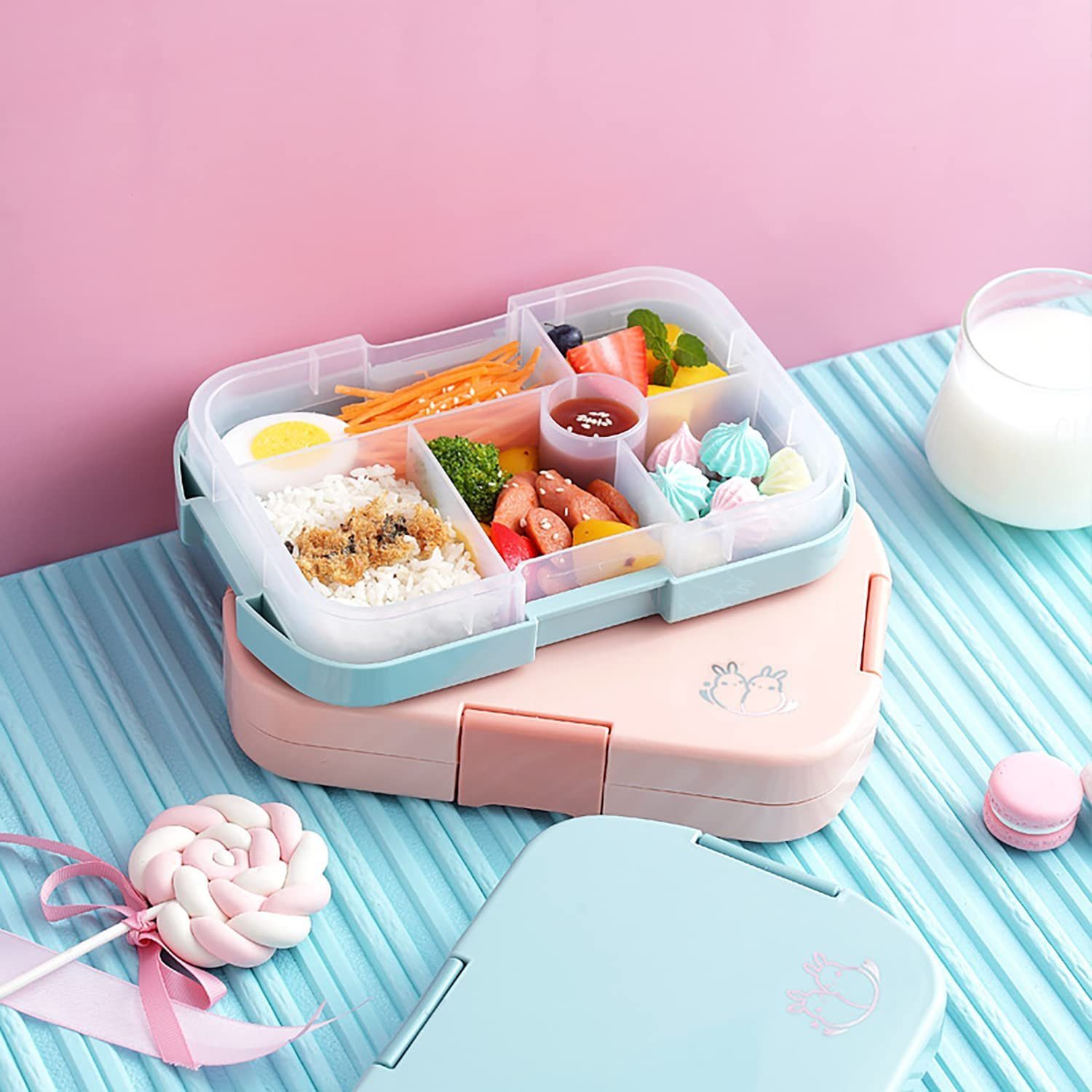 Bento Haiaveng Vesperdose Lunchbox Fächern(6 Brotbüchse, Fächer), Box Auslaufsicher, Kinder Blau mit