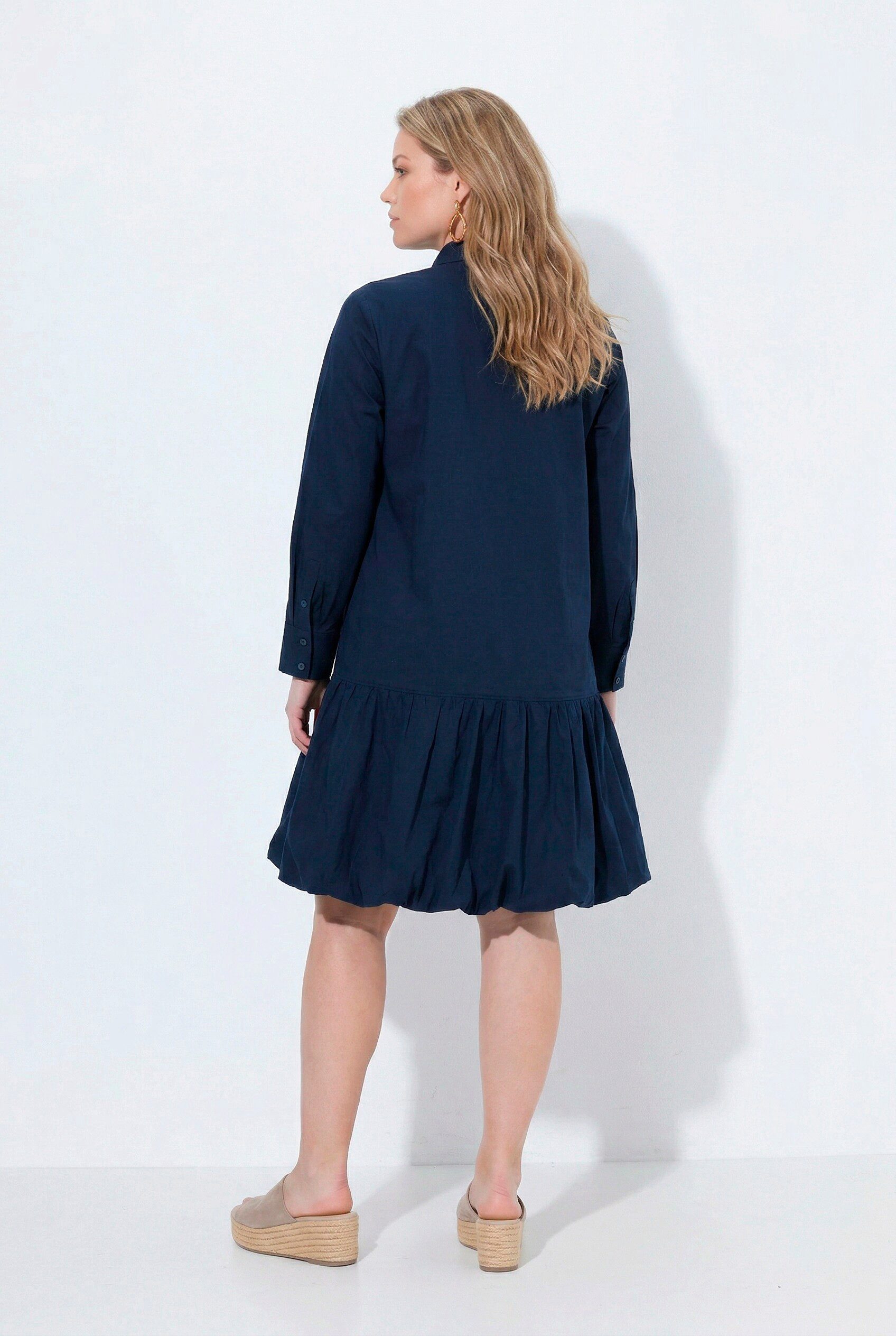 Ulla Popken Midikleid Midikleid Ballonsaum Hemdkragen Langarm – Bild 3 von 4