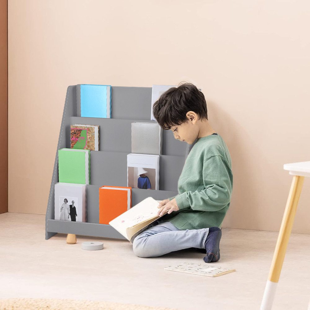 JEOBEST Kinderregal Kinder Bücherregal mit 4 offenen Fächer, Regal Kinderzi günstig online kaufen