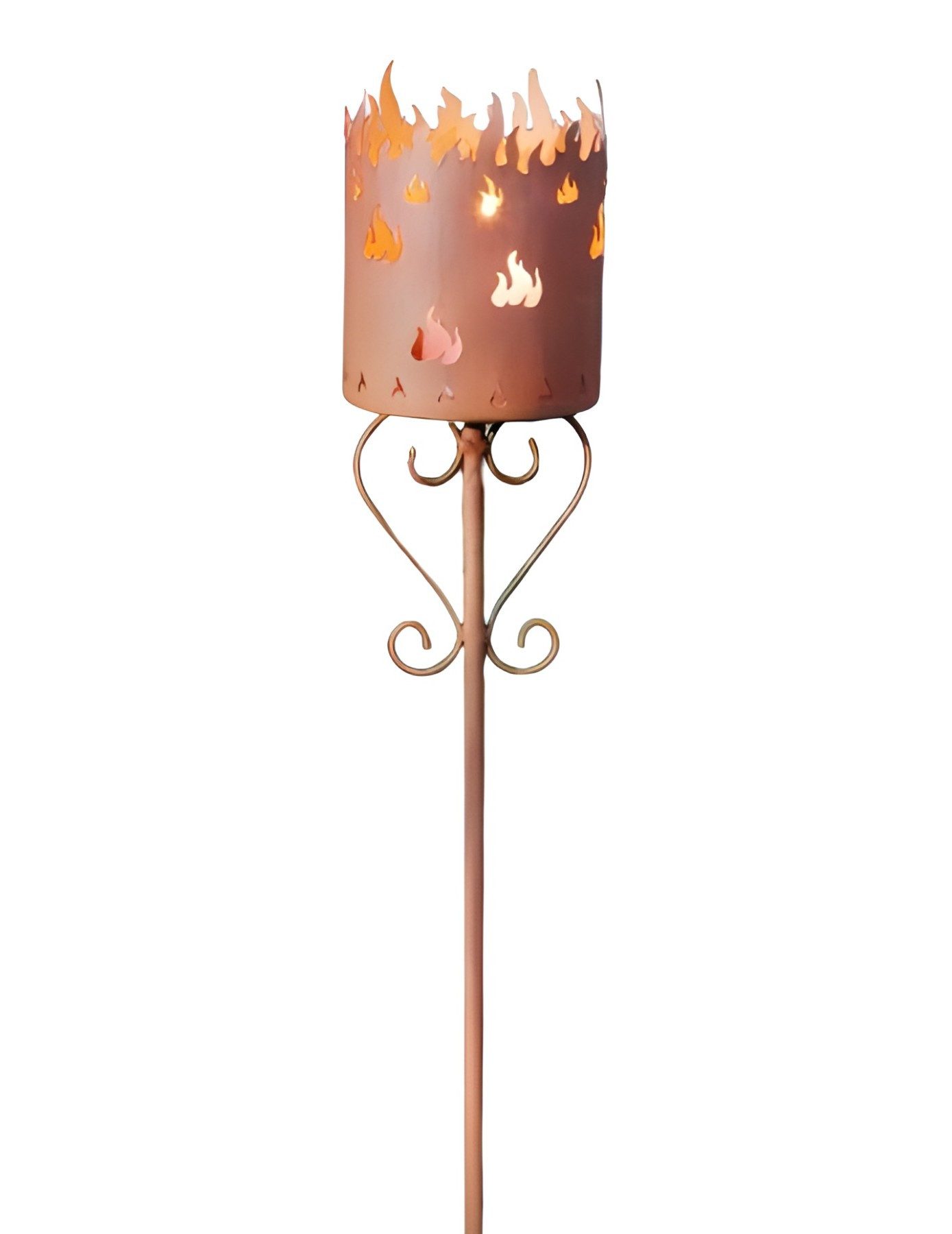 Dekoleidenschaft Gartenfackel "Flammenkelch" aus korrodiertem Metall, Echt Rost, 90 cm hoch, Stecker, Gartenstecker, Свечиhalter, Metallstecker, Metallfackel Gartendeko
