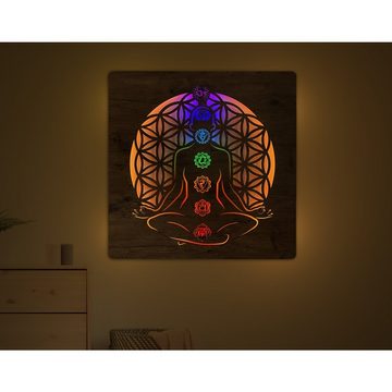 WohndesignPlus LED-Bild LED-Wandbild "Chakra Symbole" 90cm x 90cm mit 230V, Esoterik, DIMMBAR! Viele Größen und verschiedene Dekore sind möglich.