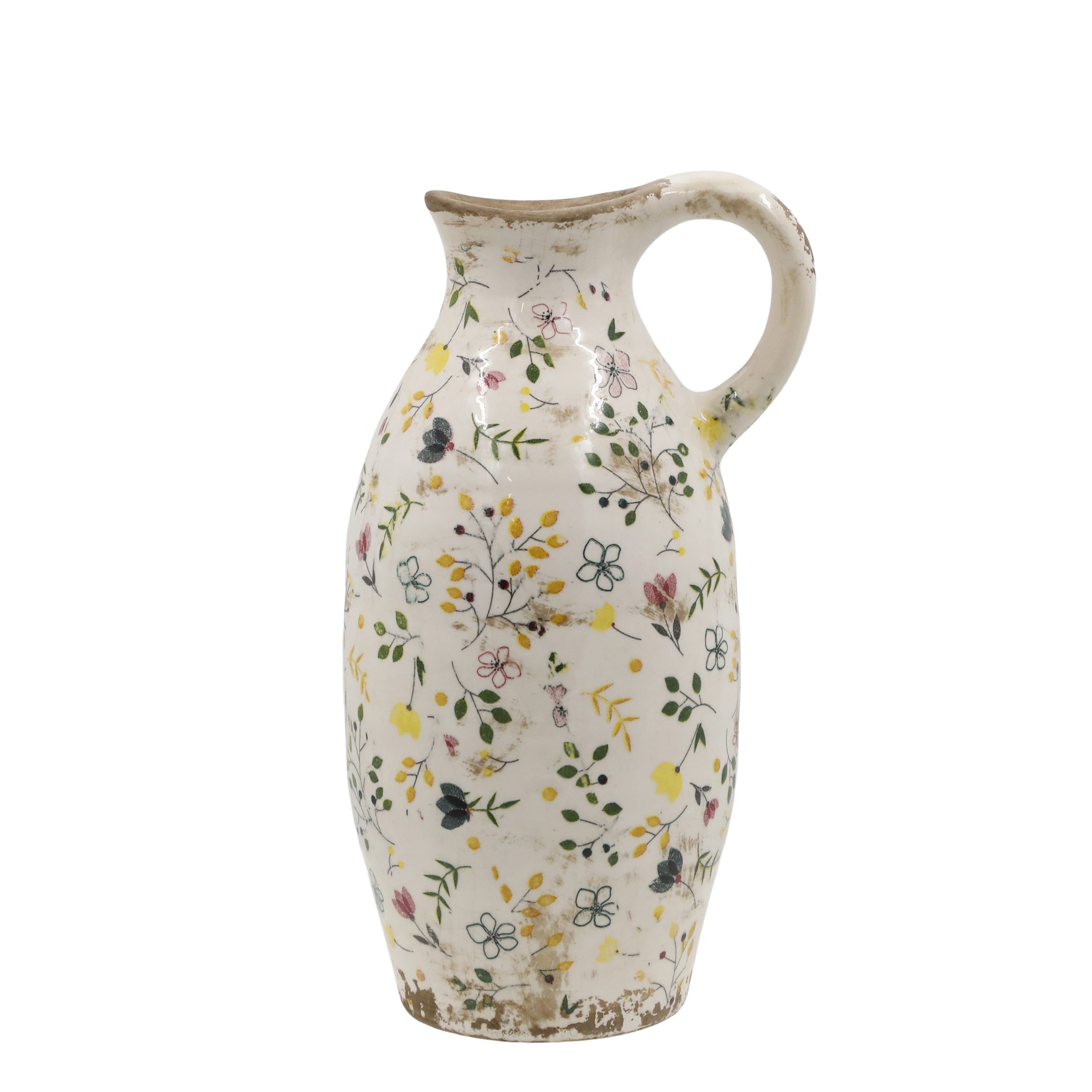 Annimuck Tischvase Chic Antique Cavaillon Flasche m. Blumenmotiv H27/D15,5 cm creme (1 St)