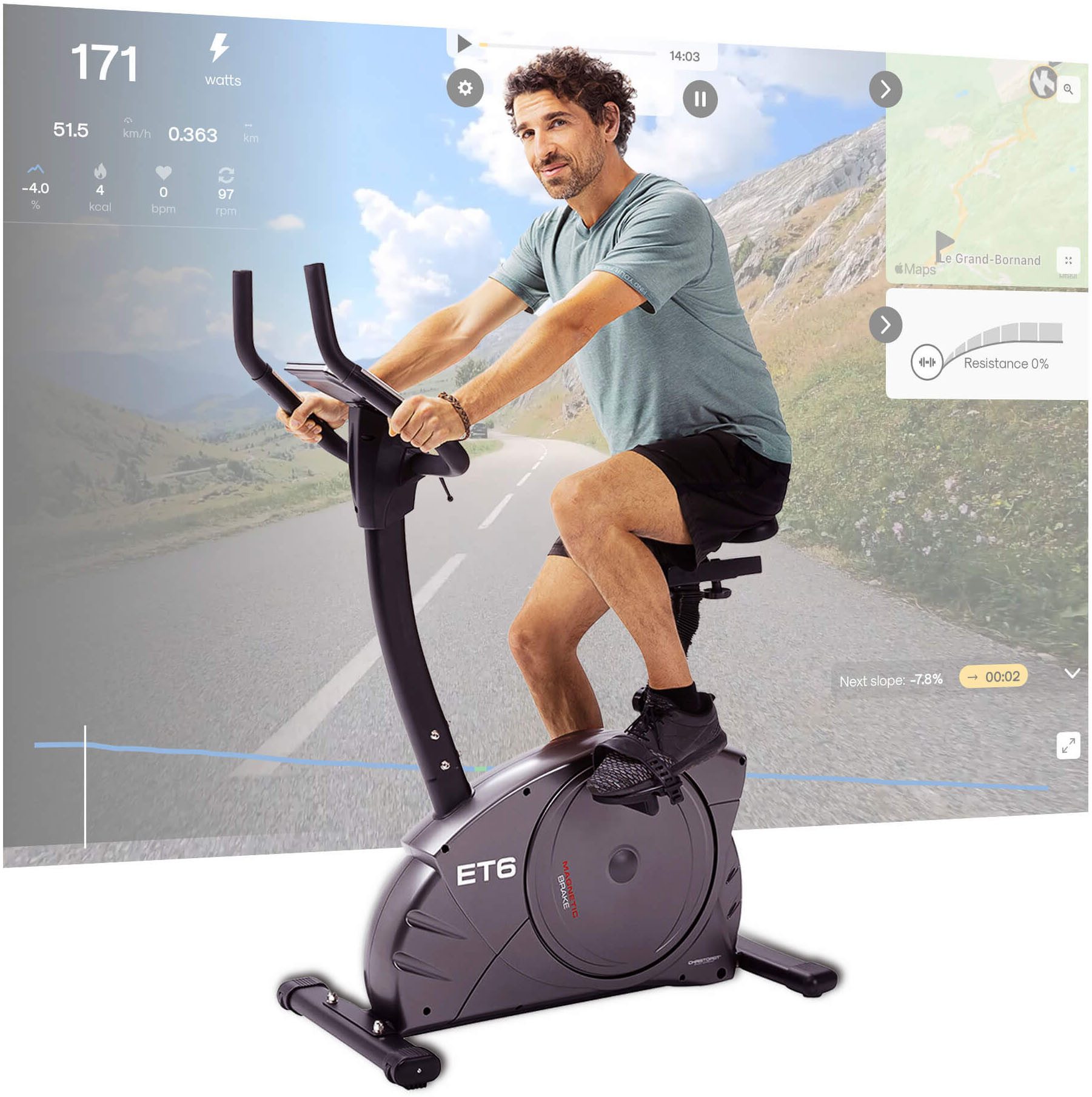 Christopeit Sport® Ergometer ET 6 (mit LCD-Display), 150 kg max. Benutzergewicht, Fahrrad, 24 Widerstandsstufen