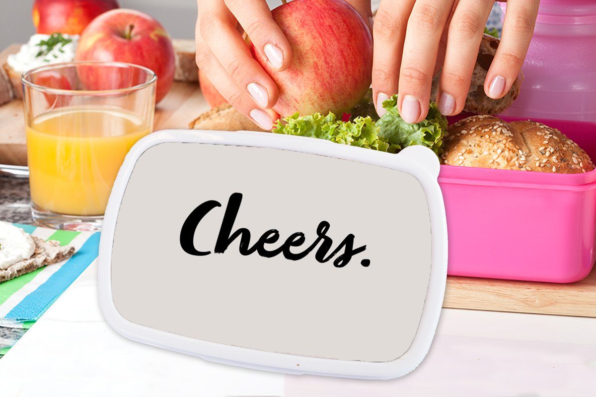 MuchoWow Lunchbox Zitate - Trinken Brotdose Prost Kunststoff, Kinder, rosa Sprichwörter, (2-tlg), - Mädchen, für Kunststoff Erwachsene, - Brotbox Snackbox