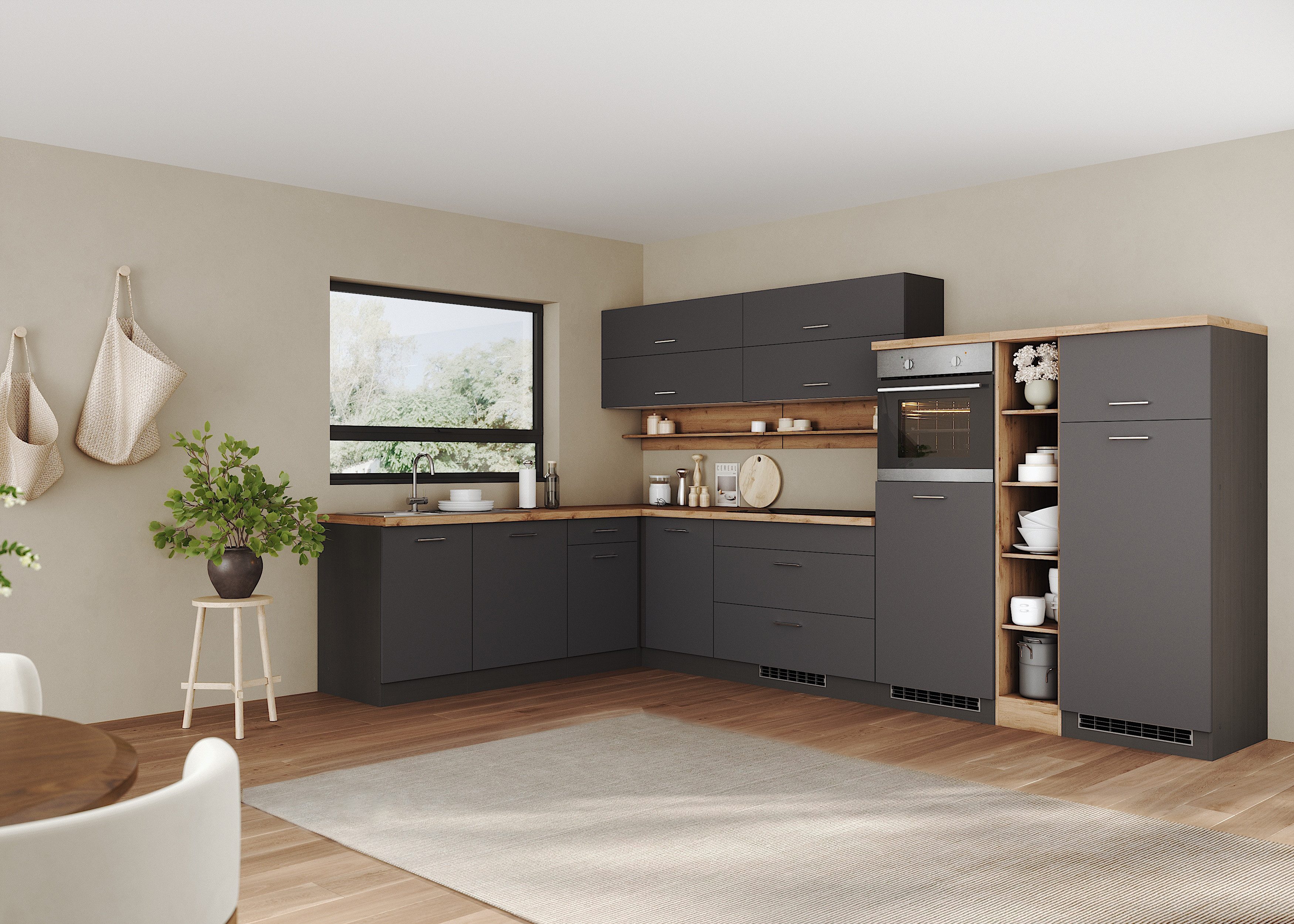 KOCHSTATION Winkelküche KS-Milan, optional mit Muldenlüfter, Stellbr.360/22 günstig online kaufen