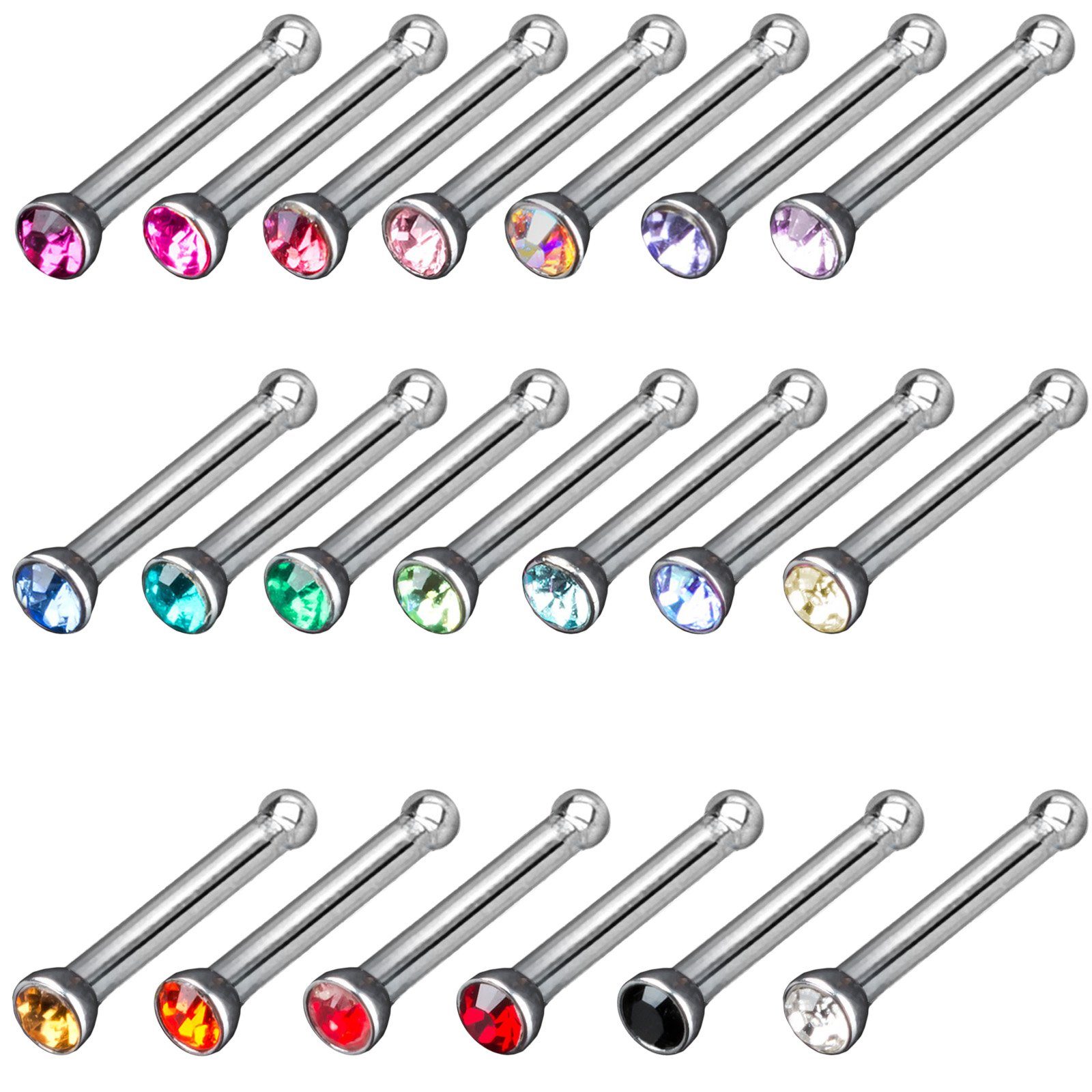 viva-adorno Nasenpiercing-Set 10er oder 20er Set 0,8mm Nasenstecker mit Ste günstig online kaufen