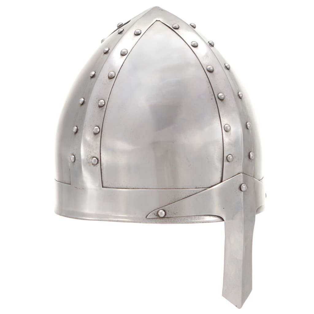 vidaXL Ritter-Kostüm Mittelalterlicher Ritterhelm Antik Replik LARP Silbern Stahl