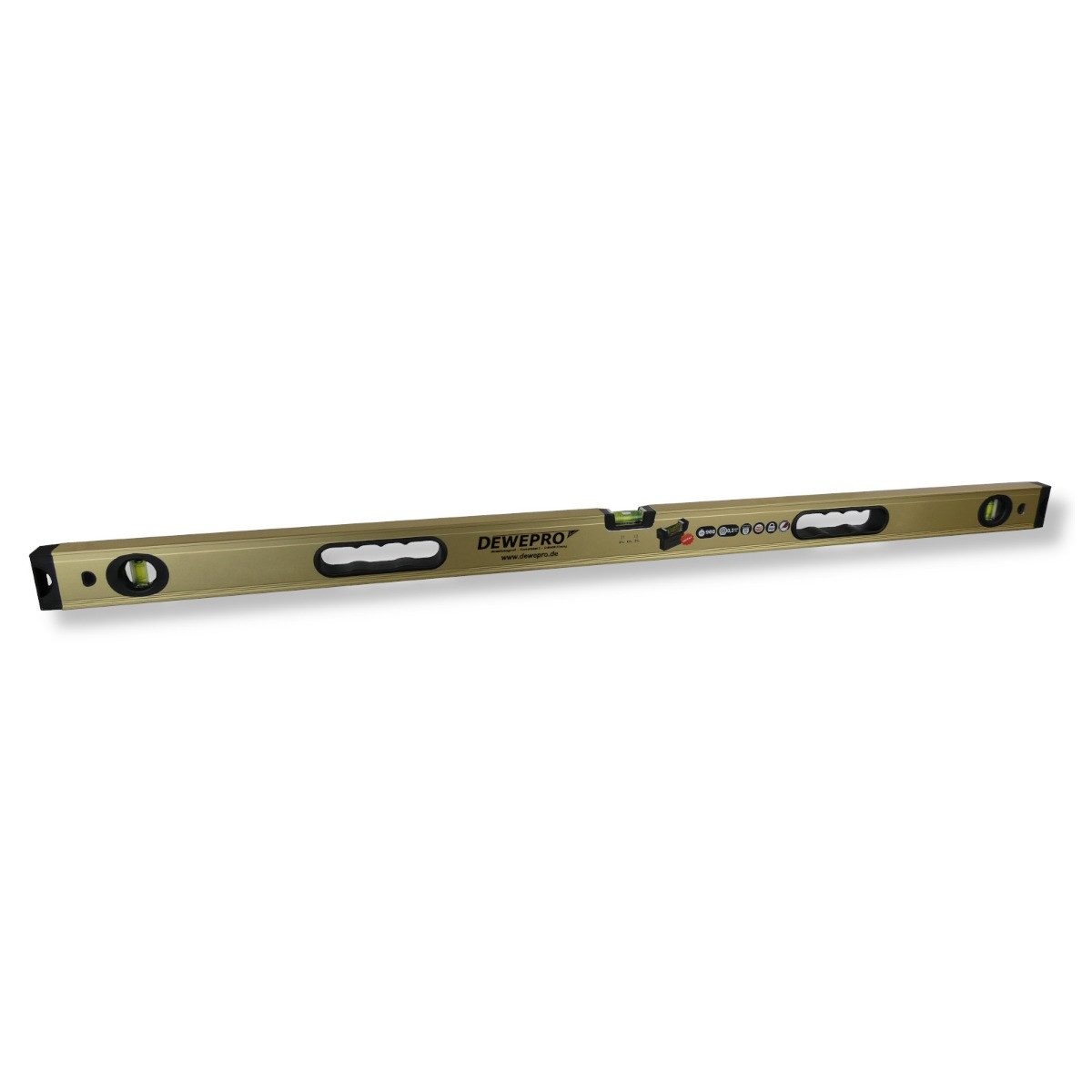 DEWEPRO Wasserwaage DEWEPRO Wasserwaage TOP-L, 3 Libellen 2 Handgriffe 0,3mm/m 150cm 1,5m