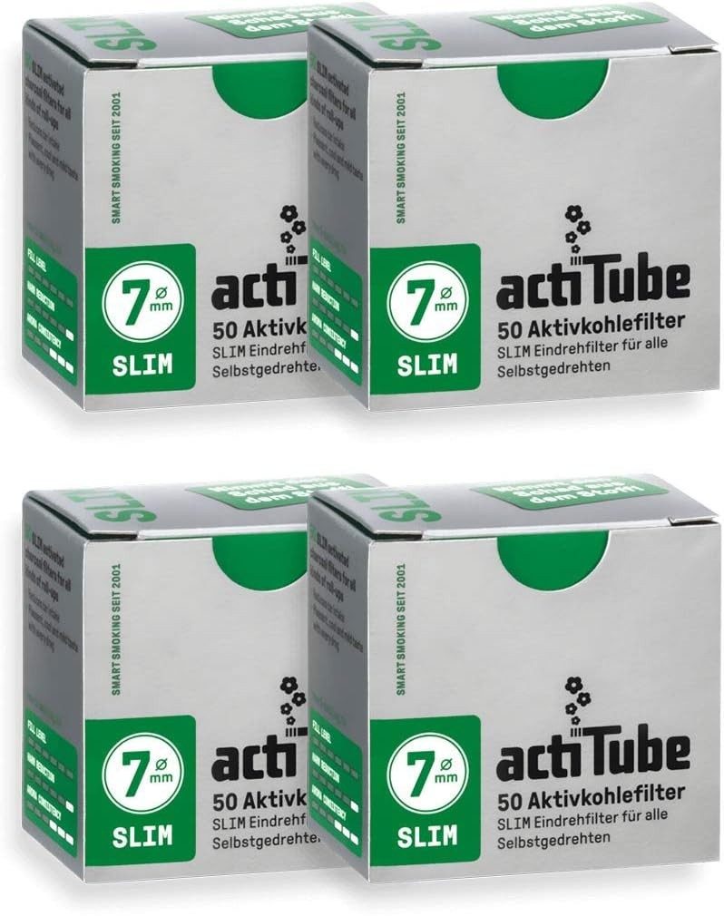 ActiTube Aktivkohlefilter slim Filter 6mm oder 7mm Drehfilter + Transporthülle, made in Germany