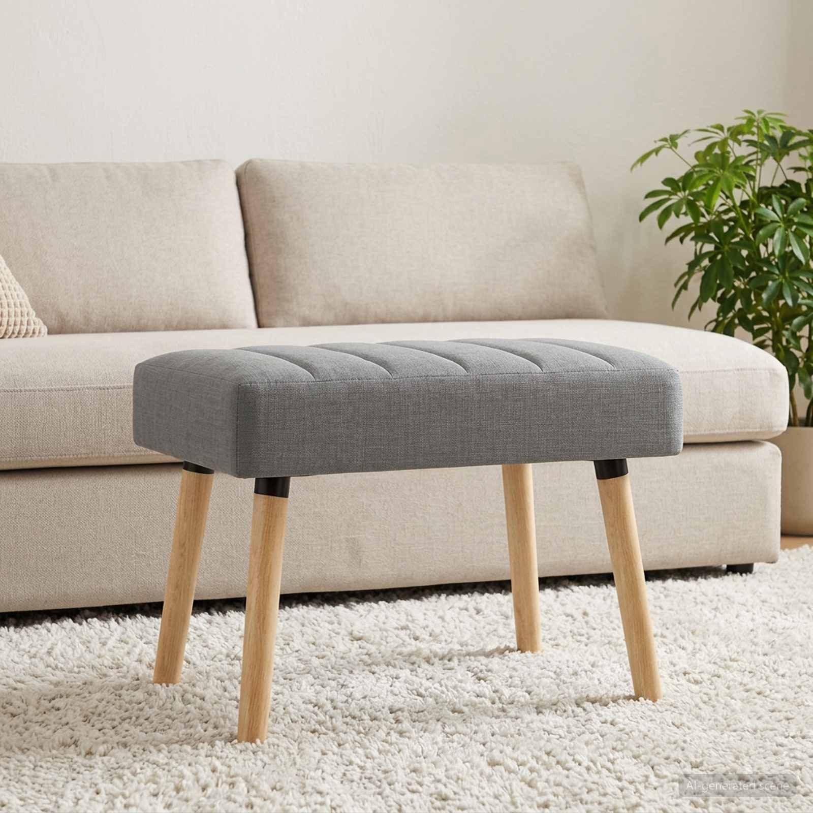 vidaXL Sitzbank Kanalgepolsterte Bank Hellgrau 60 x 40 x 45 cm Stoff (1-St)
