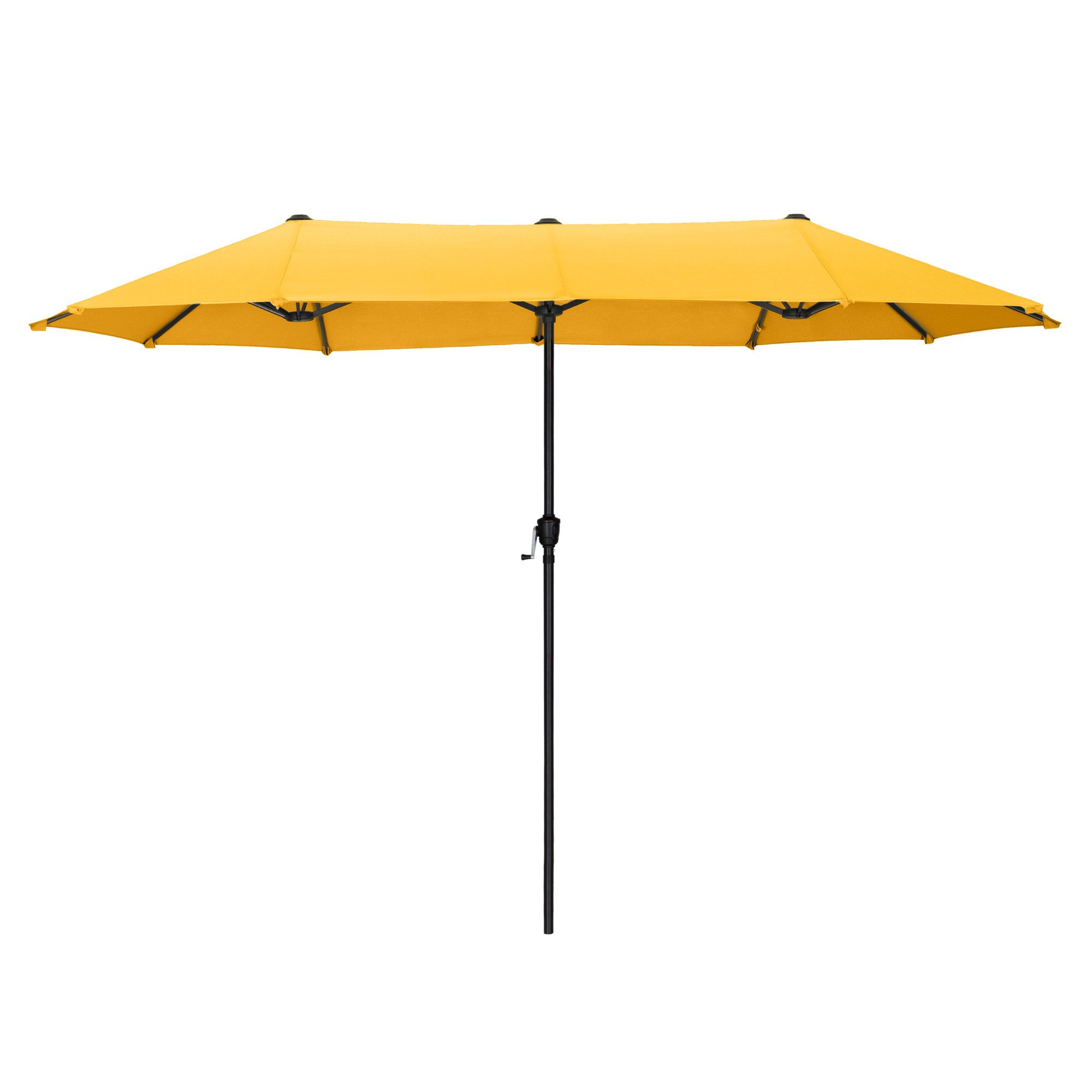 PHI VILLA Sonnenschirm, Balkon Rechteckig Groß Balkonschirm Garten Gartenschirm mit Kurbel UV Schutz Parasol Windfest, Mit der rostfreien Stahlstange und 12 Stahlrippen