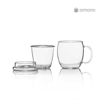 Dimono Teeglas Teebereiter mit Filtereinsatz & Deckel, Tee-Tasse