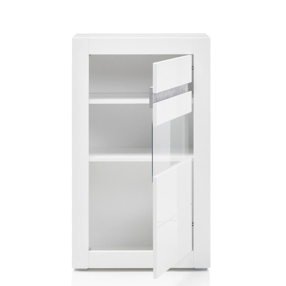 Lomadox Kommode COGO-61, in Hochglanz weiß modernes Design mit Griffmulden und LED 66x112x35cm