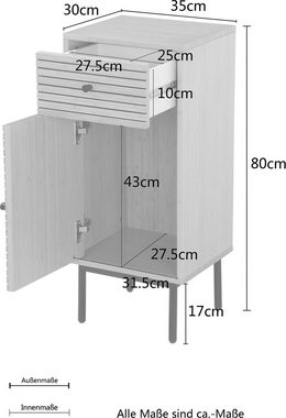 andas Unterschrank Bali WC Schrank fürs Badezimmer Badschrank Standschrank aus Bambus mit Auszug und Tür