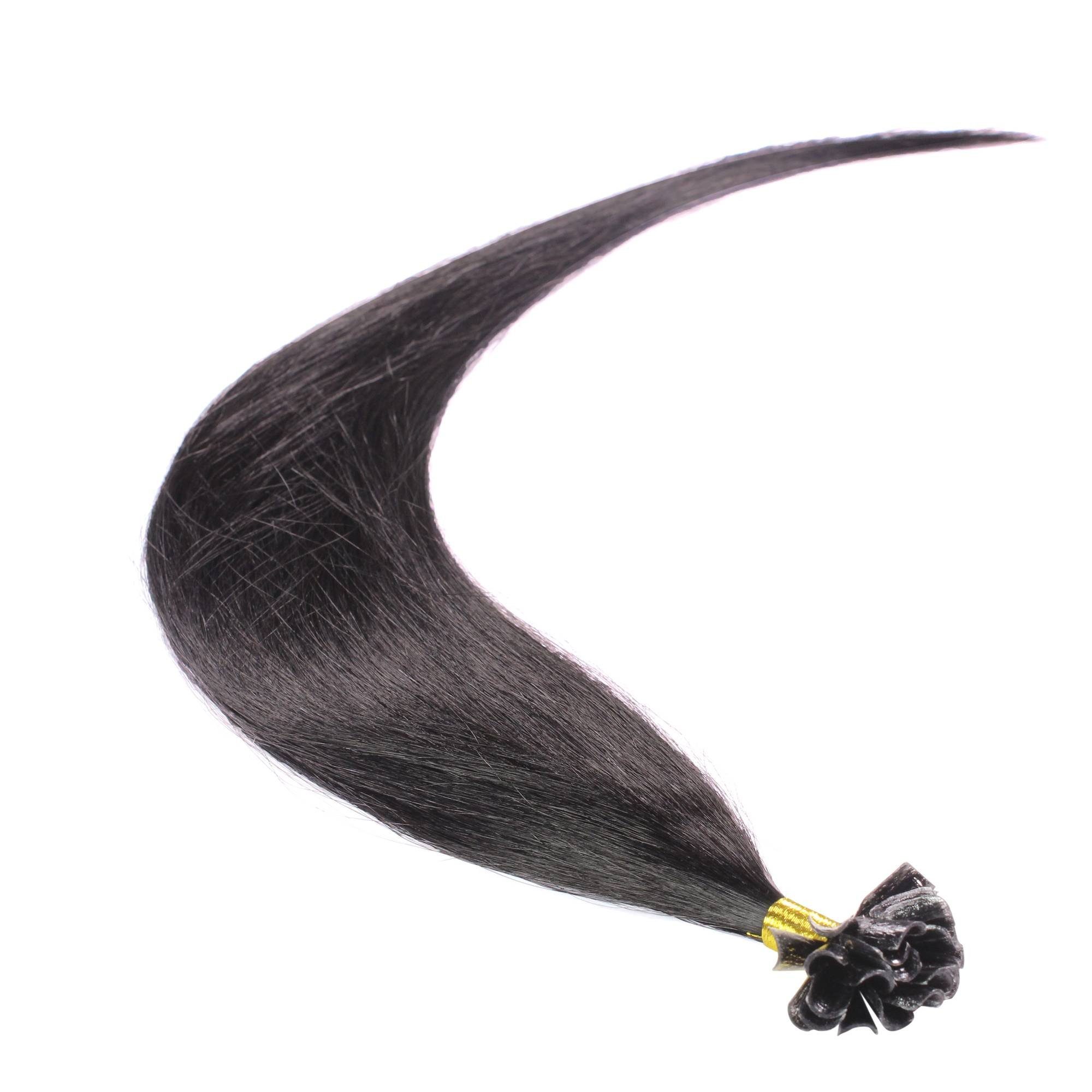 hair2heart Echthaar-Extension Premium Bonding 40cm #4/0 Extensions Mittelbraun