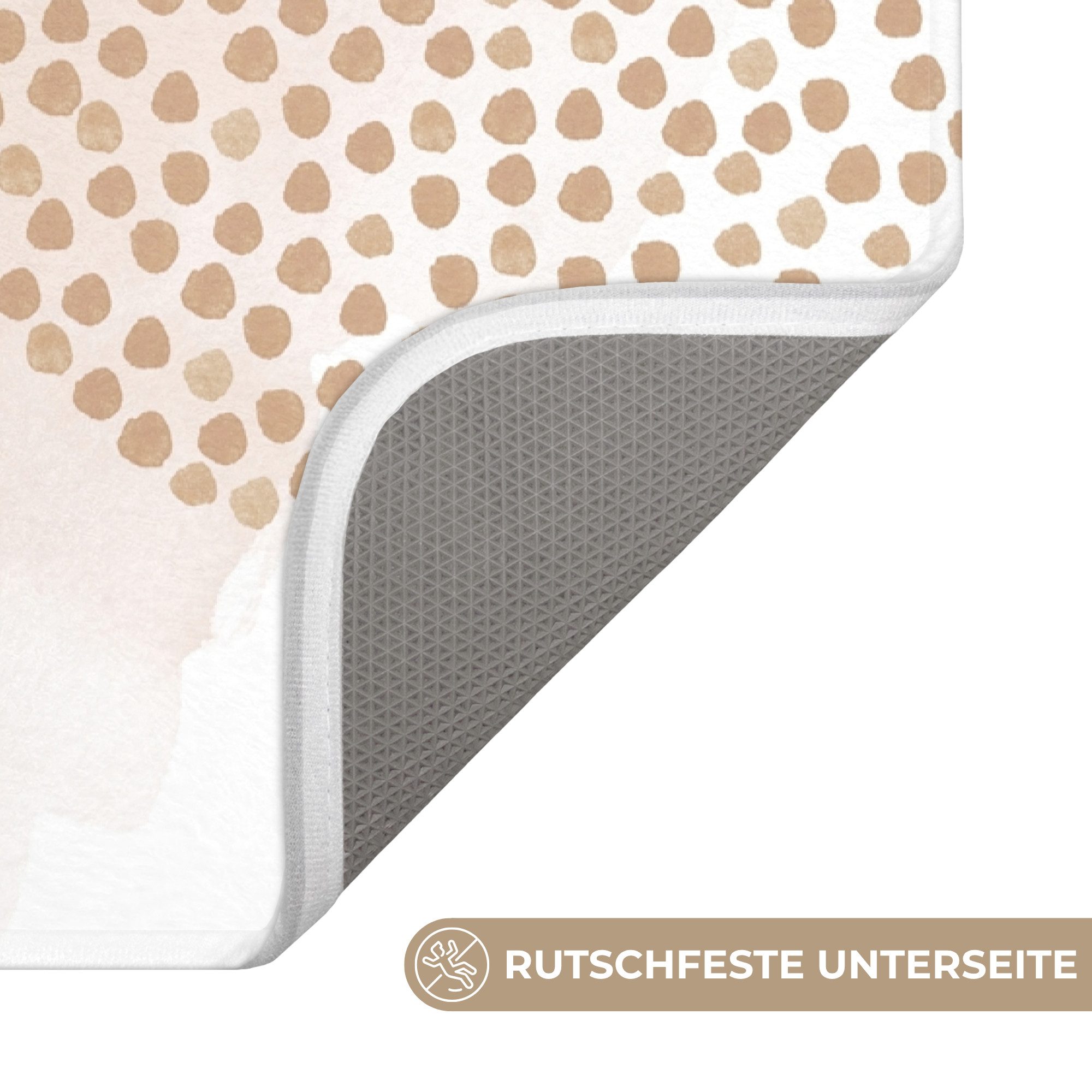 OnlyWow WC-Vorleger Aquarell - Beige - Pastell - Modern - Abstrakt, Höhe 10 mm, Polyester, Rechteckig, WC Teppich, Toilettenvorleger, Toilettenteppich, Badematt – Bild 3 von 5