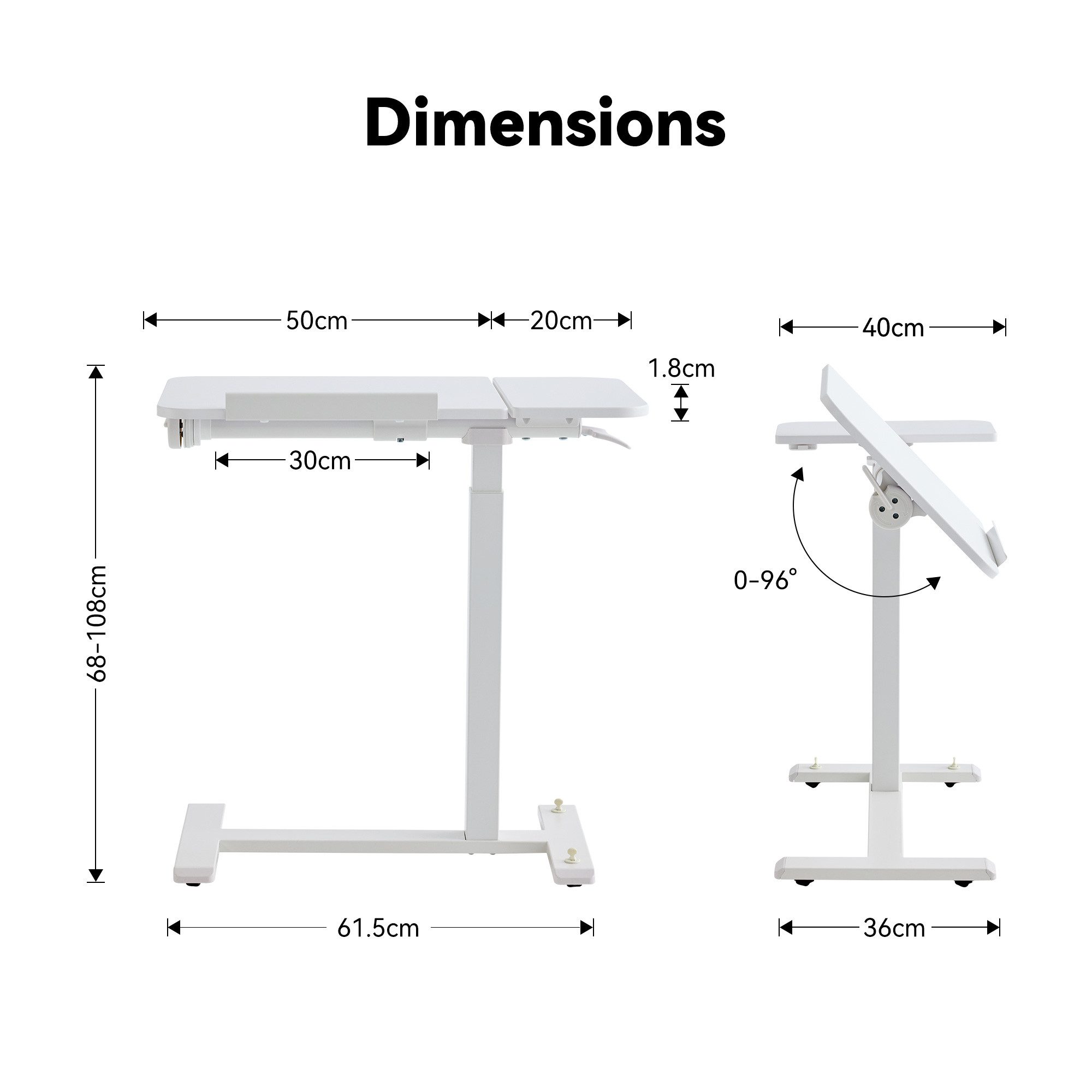 Musso Schreibtisch AnyDesk-D5 Beistelltisch und Laptoptisch, mobiler Steh-Sitz-C-Tisch (1-St), höhenverstellbarer Sofatisch mit Gasdruckfeder & neigbarer Platte