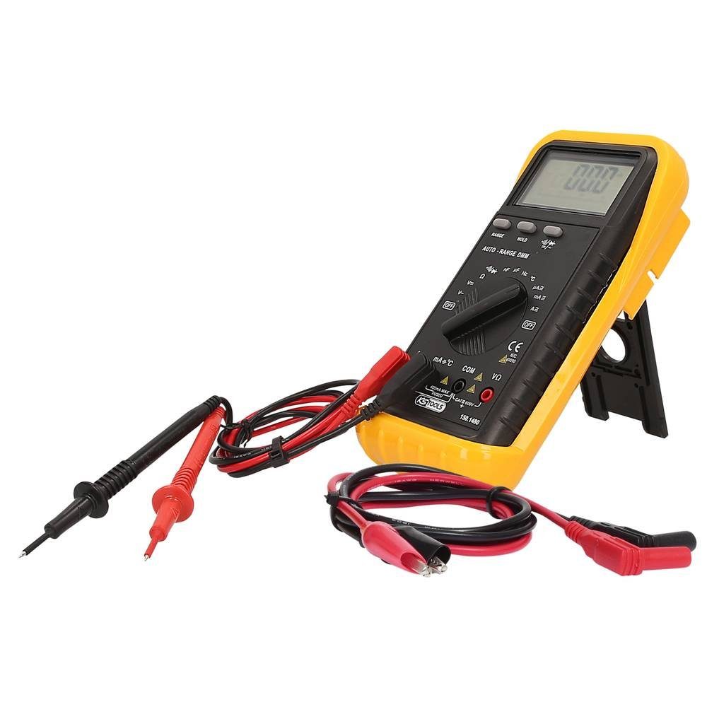 KS Tools Multimeter Digital Multimeter inkl. Prüfspitzen und Krokodilklemmen 150.1480