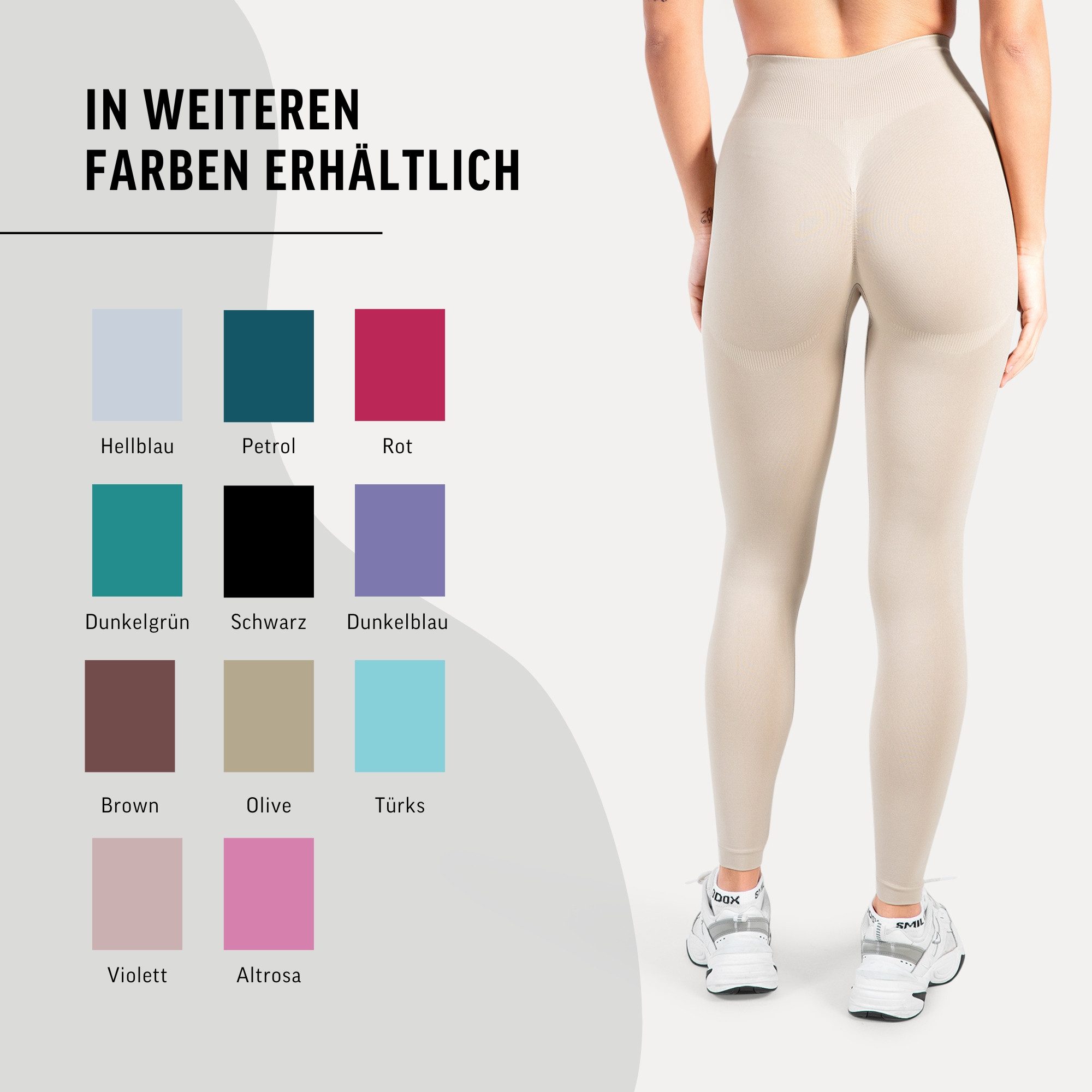 Smilodox Leggings Slayton Scrunch, Seamless Push-Up Sporthose High Waist V-Shape Bund Invisible Scrunch Blickdicht Yogahose, Fitness Gym Yoga Alltag – Bild 4 von 5