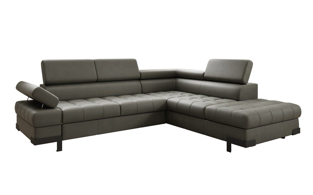 Luxusbetten24 Schlafsofa Designer L Sofa Noelia in Echtleder, mit Schlaffunktion und Stauraum