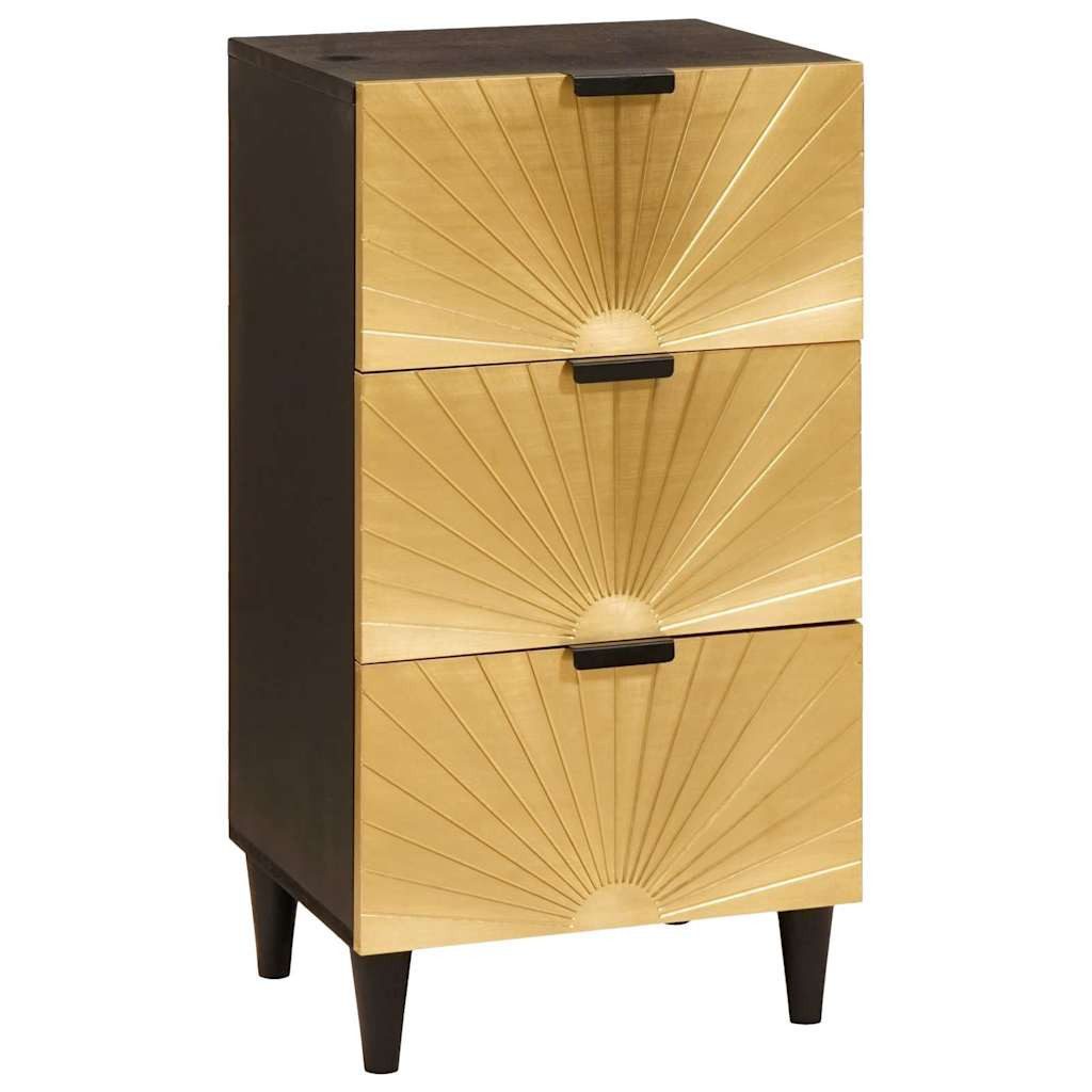 vidaXL Media-Regal Sideboard Schwarz und Gold 40 x 33 x 75 cm massives holz, 1-tlg.