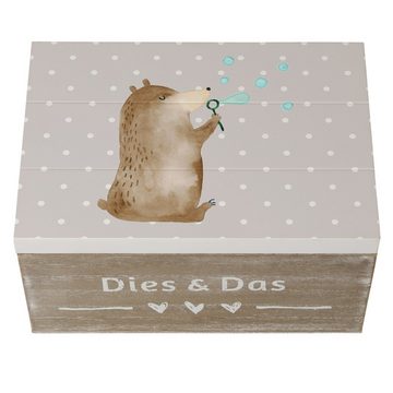 Mr. & Mrs. Panda Dekokiste Bär Seifenblasen - Grau Pastell - Geschenk, Kiste, Aufbewahrungsbox, (1 St)
