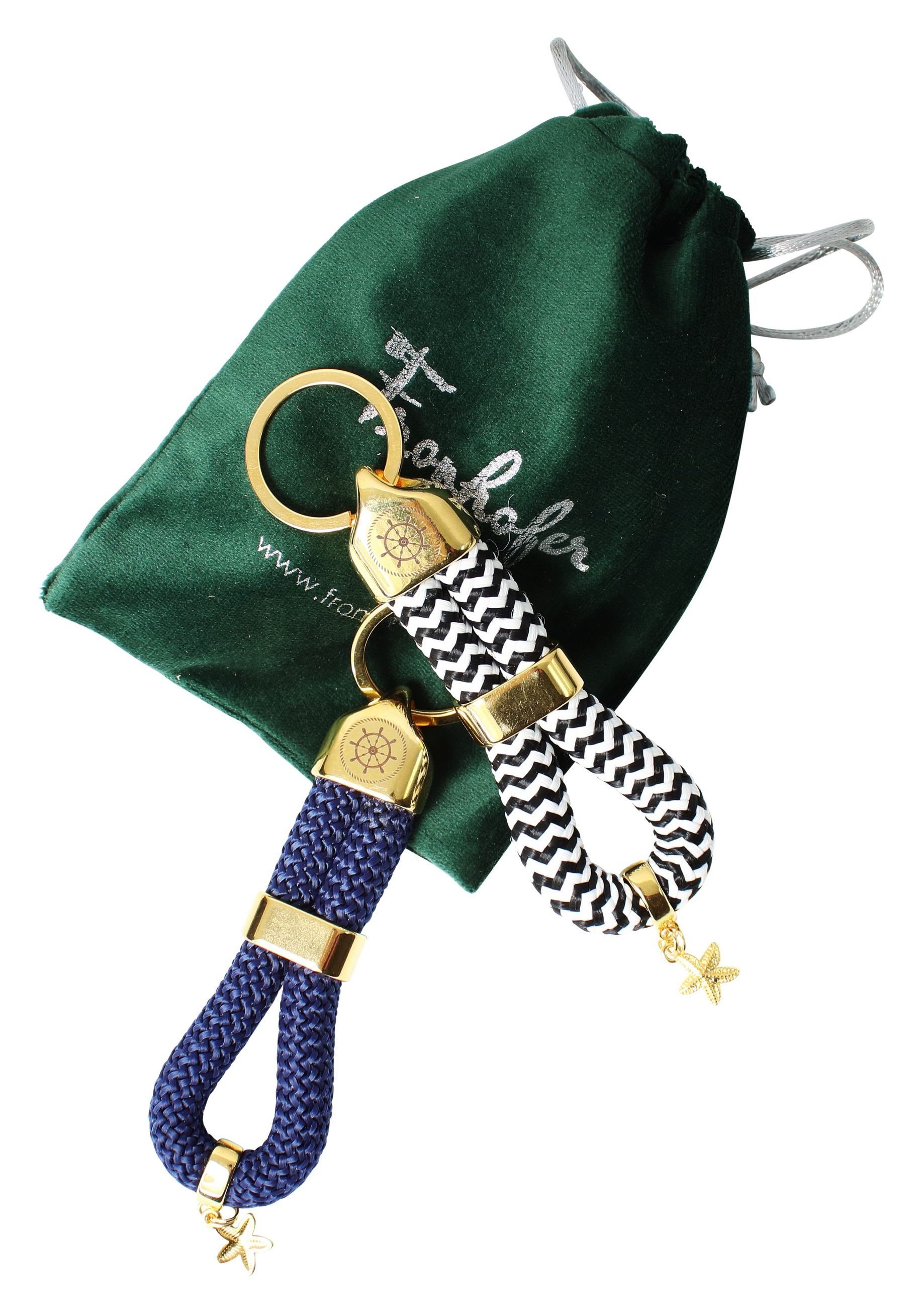 Schlüsselanhänger 18883, mit und softem FRONHOFER Anhänger Seestern Schlüsselanhänger Mehrfarbig Steurerrad Seil,