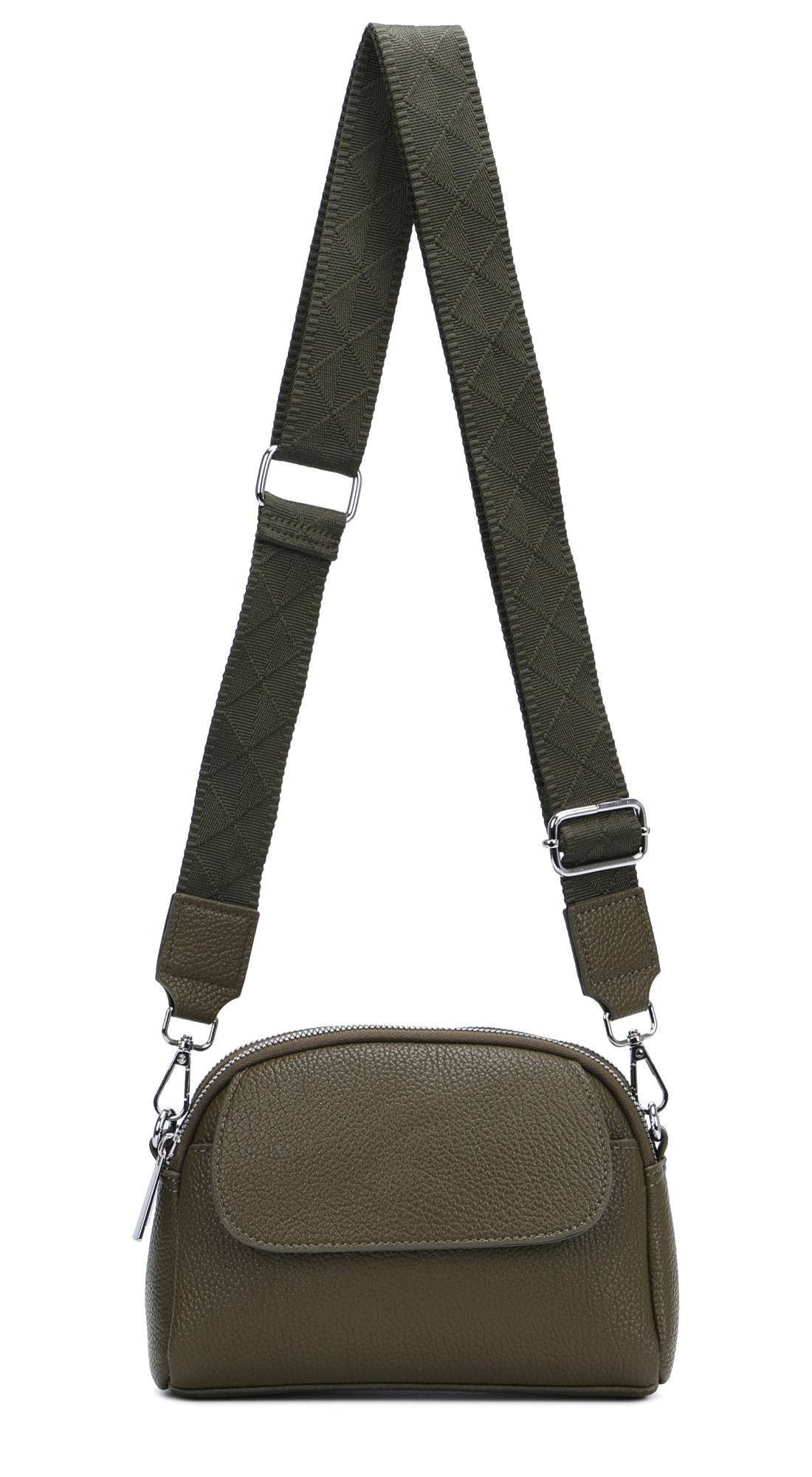 ITALYSHOP24 Schultertasche Damen Tasche Bodybag Umhängetasche Crossover Abendtasche Handytasche, Handtasche Crossbody Geldtasche Freizeit Urlaub Brusttasche Kunstleder