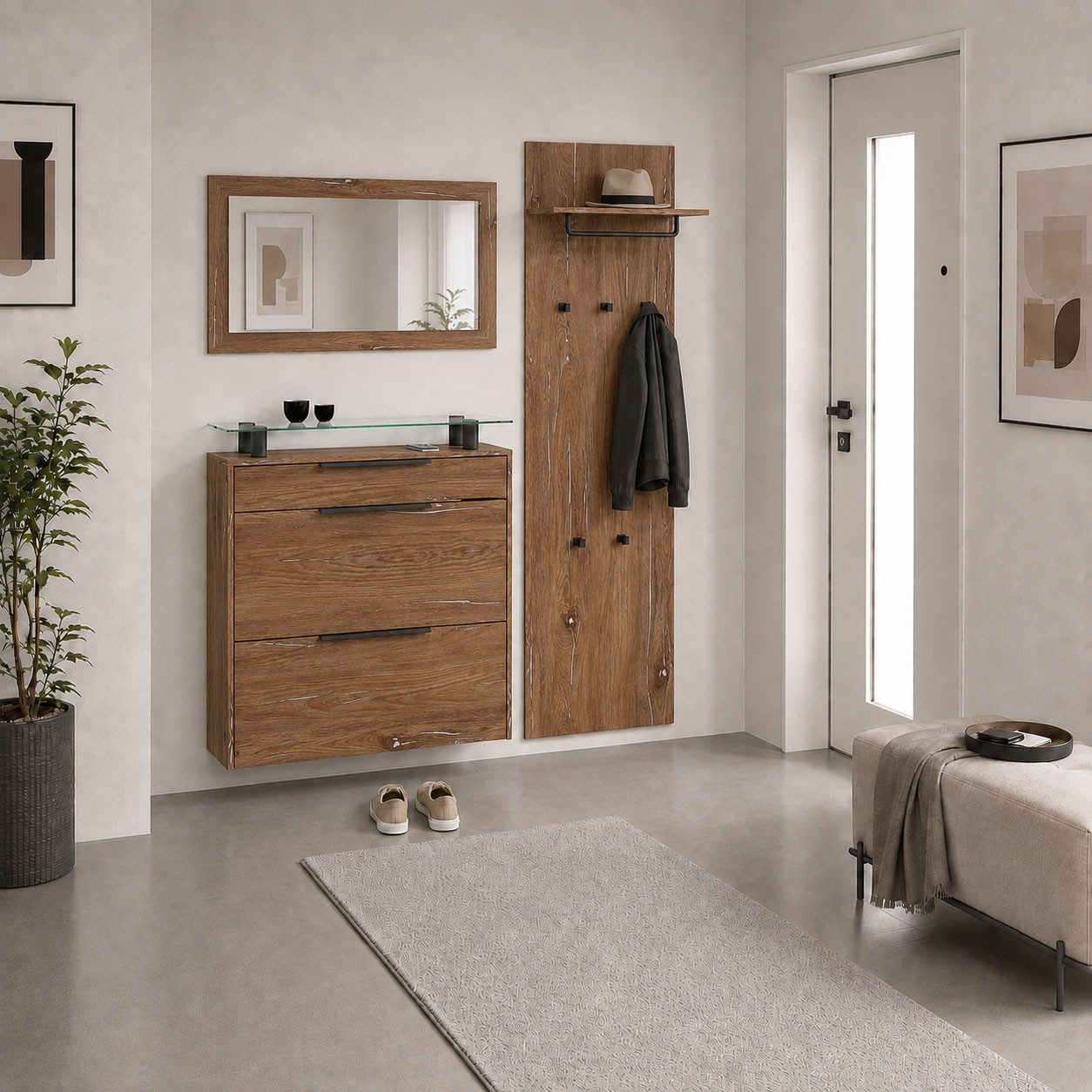 borchardt Möbel Garderoben-Set Tom, (3-St), Schuhschrank hängend