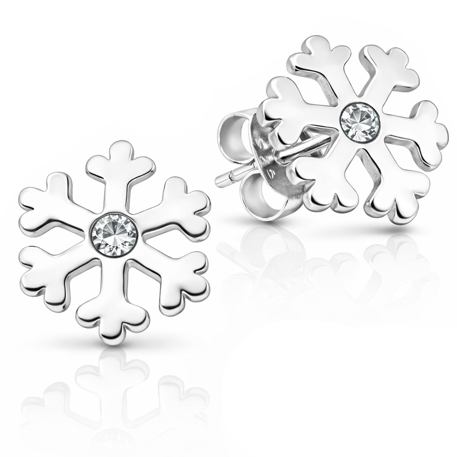 LUISIA® Paar Ohrstecker "Ohrringe Schneeflocke mit Kristall von Swarovski®" (2-tlg., inkl. Schmuckbox), 925 Silber
