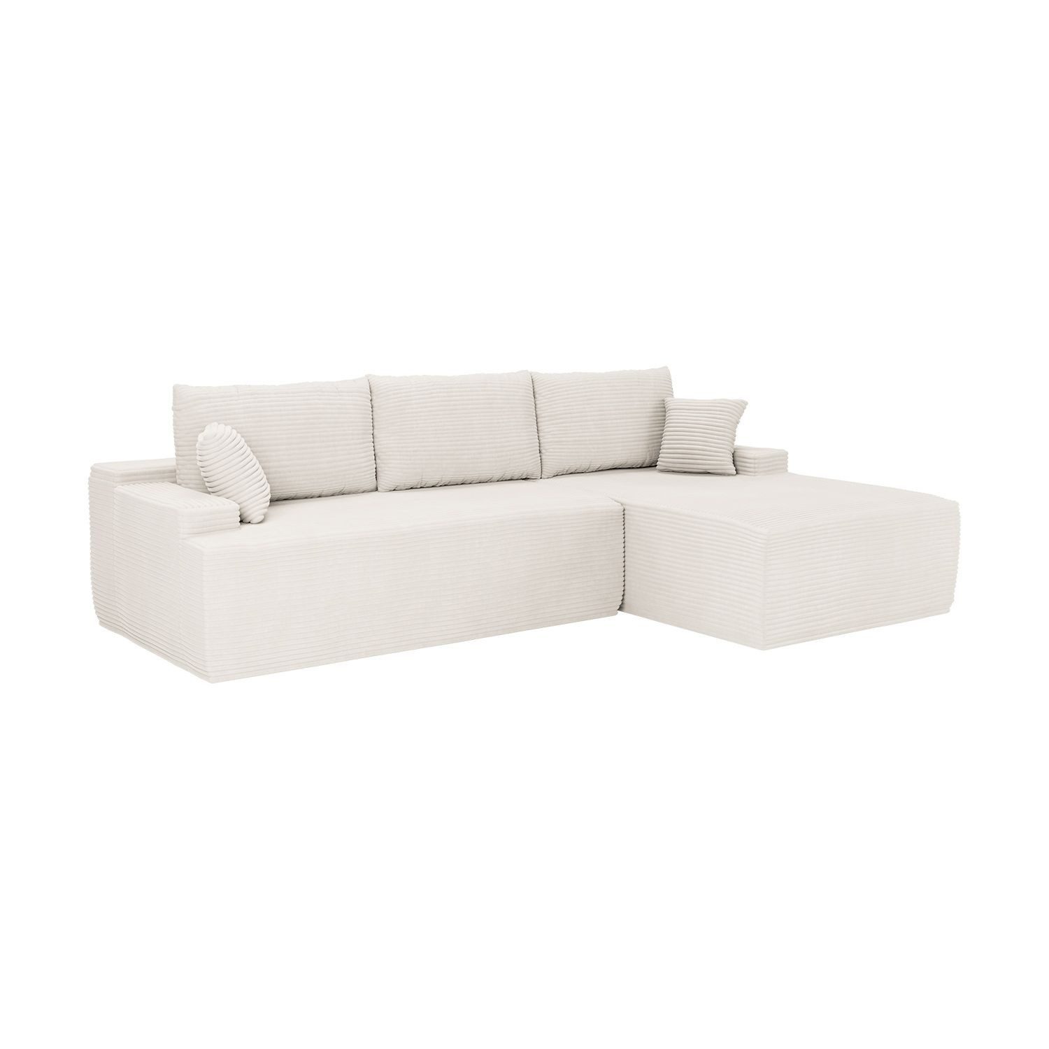 Juskys Ecksofa Coredo, Ecksofa, mit Rücken- & Dekokissen, Cordbezug, Modular platzierbar