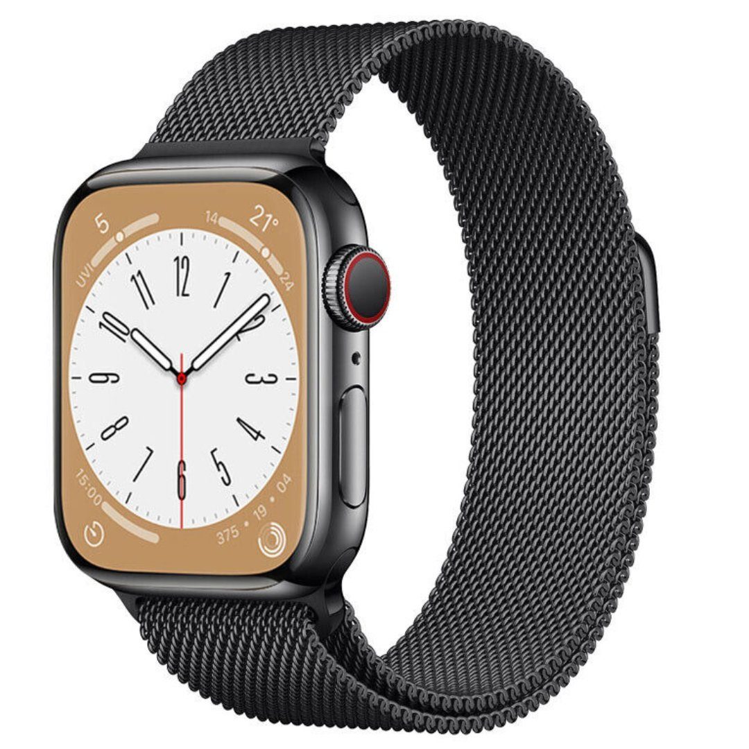 SmartUP Uhrenarmband Uhrenarmband für Apple 1-9 Milanese für #1 Schwarz Metall / Edelstahl, Watch Armband Milanese SE 42/44/45/49mm 38/40/41mm und