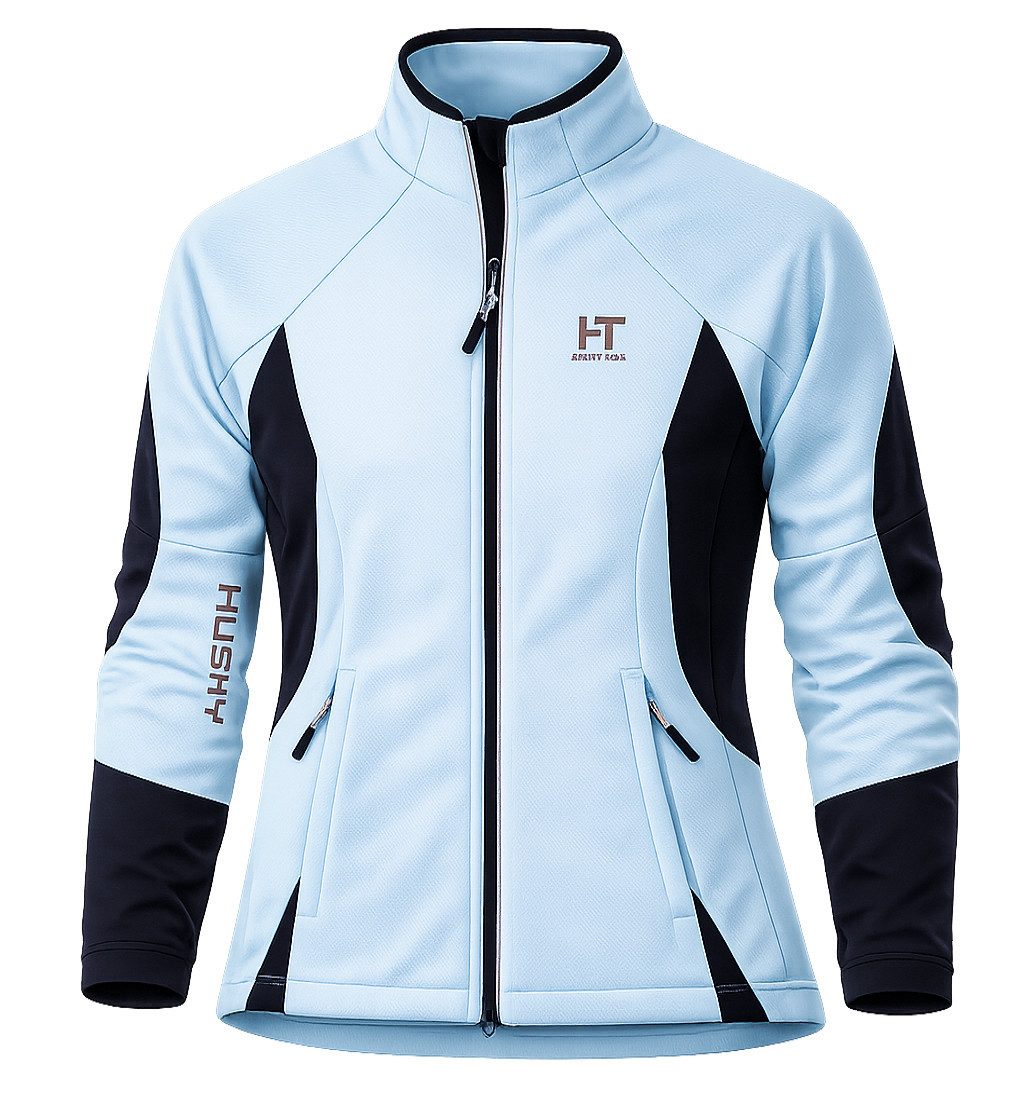 Husky Funktionsjacke Outdoor Damen BLIZZ Sportjacke Wanderjacke Trekking hellblau Gr. L verstellbarer Stehkragen, hohe Bewegungsfreiheit