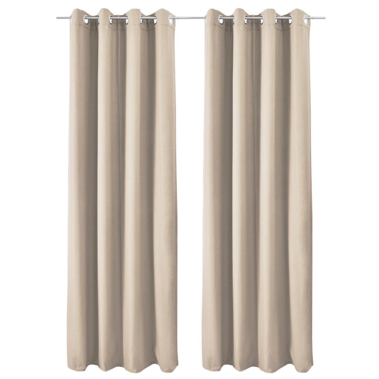 Beautissu Vorhang 2er Set Thermovorhang Gardine Creme Amelie TO, 140x245cm, Ösenvorhang isolierend Kälte- & Hitzeschutz Vorhang Wohnzimmer