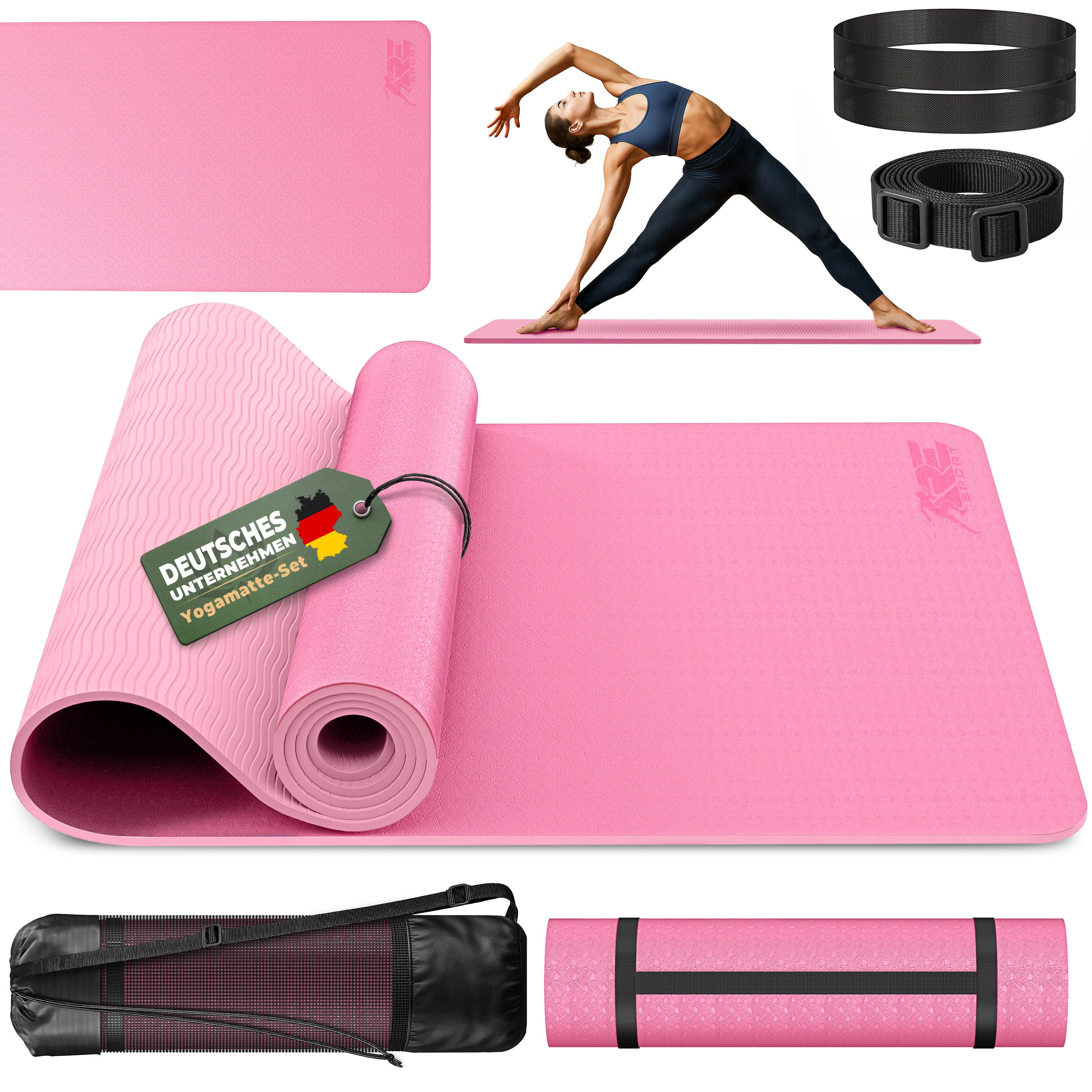 RE:SPORT Gymnastikmatte 183 x 61 x 0,6 cm mit Tragetasche Yogamatte TPE Fitnessmatte (rutschfest), Trainingsmatte mit Tragegurt Fitness Gymnastik Pilates Workout