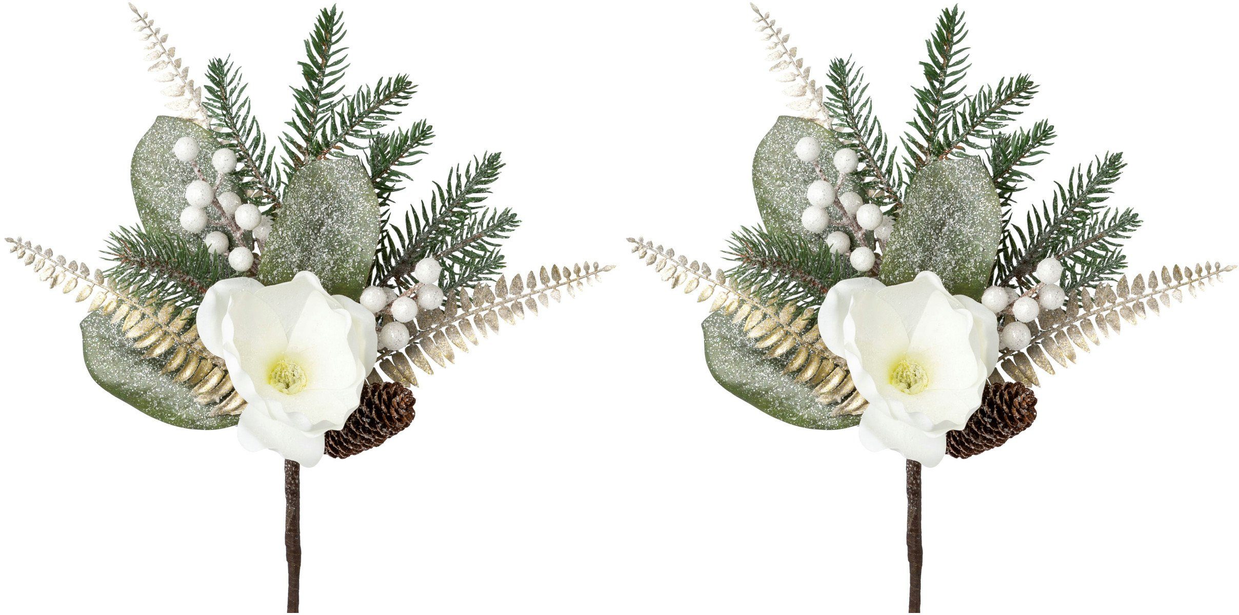 Winterliche Kunstpflanze Weihnachtsdeko Magnolie, Creativ green, Höhe 43 cm, Bouquet aus verschiedenen Zweigen