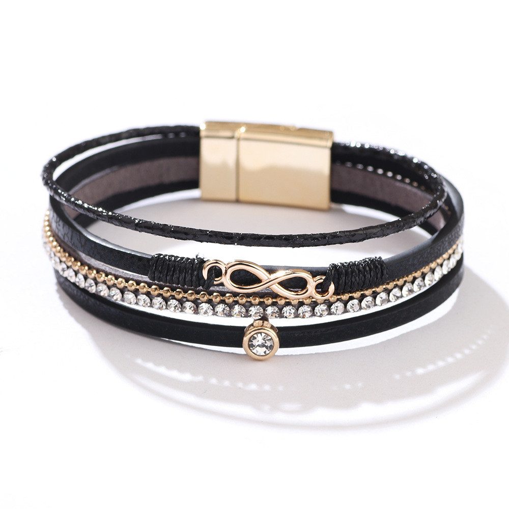THE FASHION HOUSE Lederarmband Lederarmband Damen mit Strass & Infinity-Zei günstig online kaufen