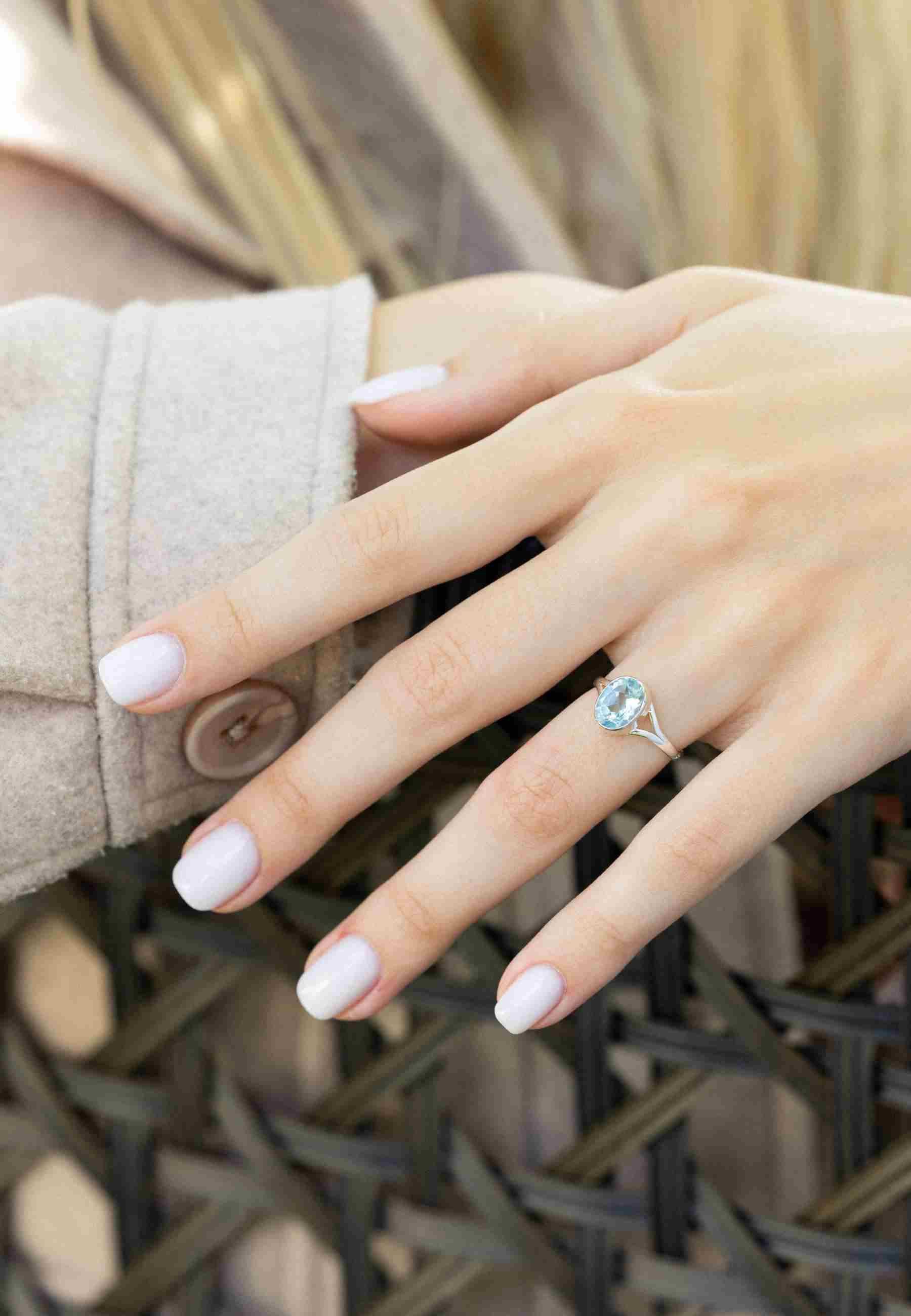 mantraroma Silberring HARDIN aus 925 Silber mit blau Topas (Ring mit Schmuc günstig online kaufen