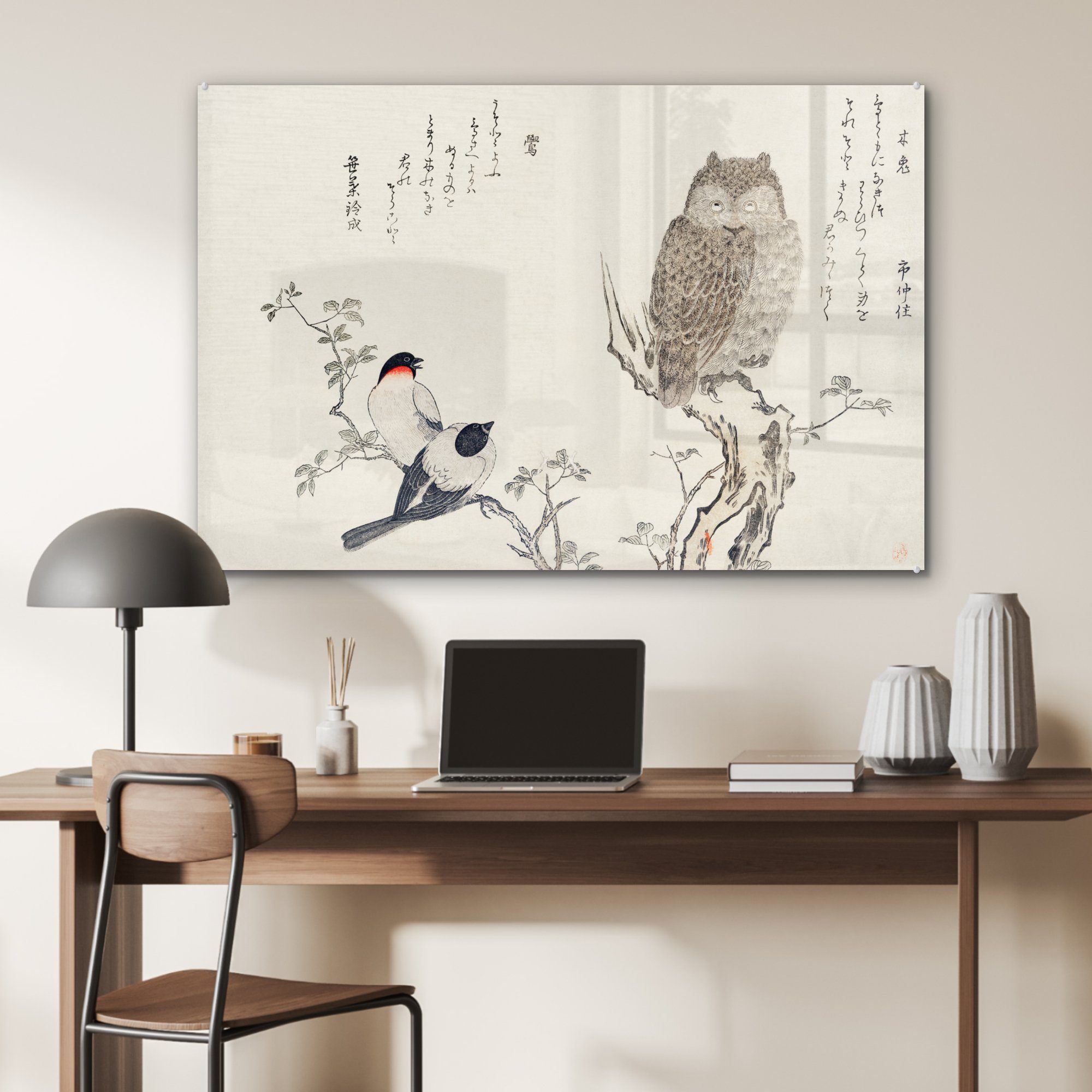 Japan, St), - Eule & (1 Wohnzimmer Acrylglasbilder Vogel Acrylglasbild Schlafzimmer MuchoWow -
